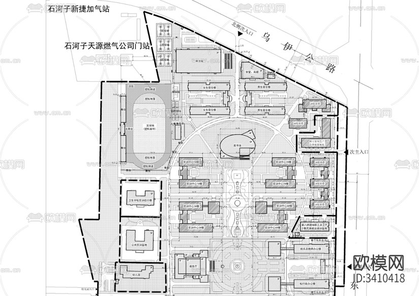 職業(yè)技術(shù)學(xué)院項(xiàng)目規(guī)劃cad施工圖下載(渲染圖3)
