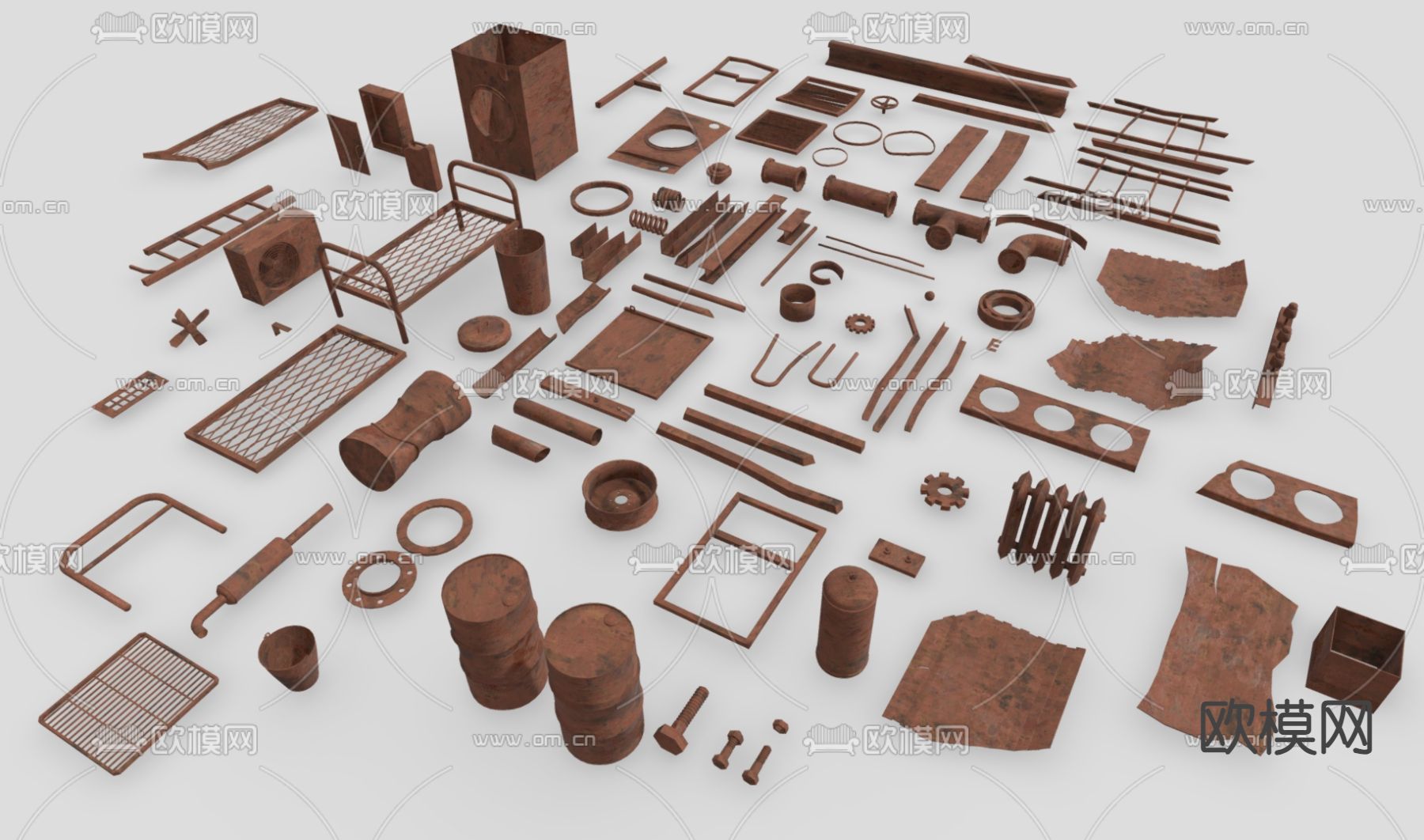 工业设备 生锈零件 五金构件3d模型下载