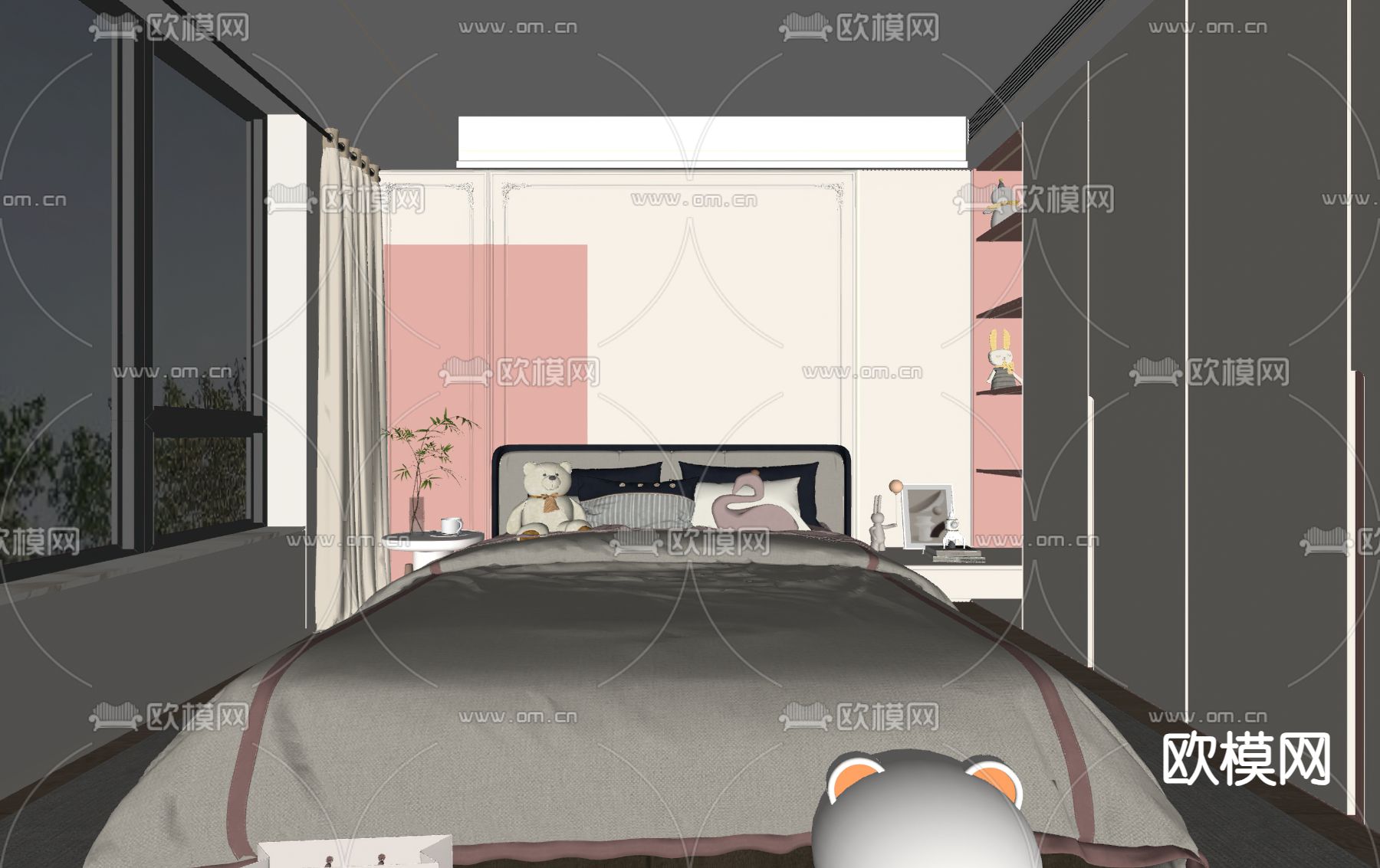 法式儿童房 女孩房su模型下载（渲染图1）