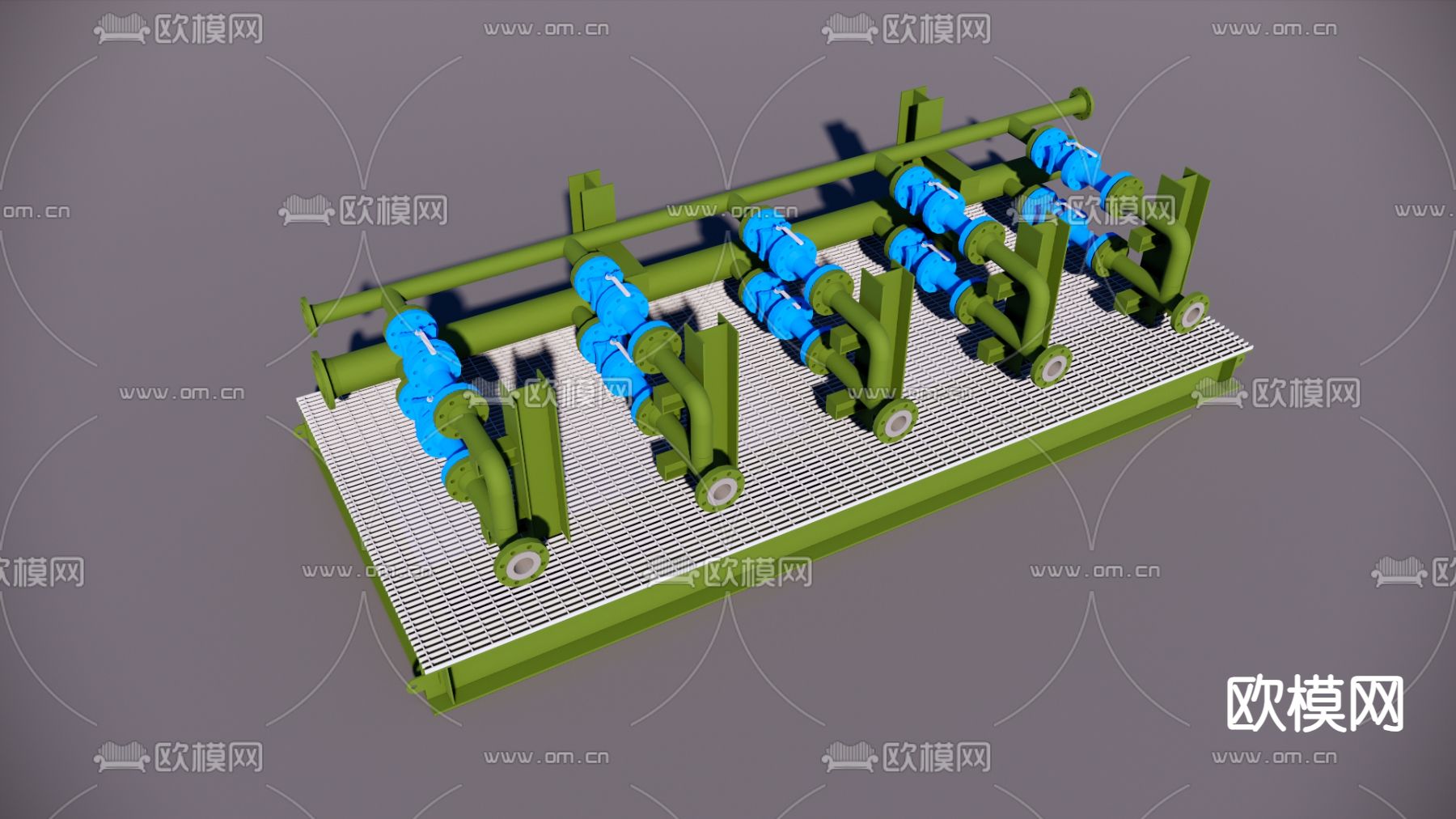5孔管道 工业设备su模型下载（渲染图2）