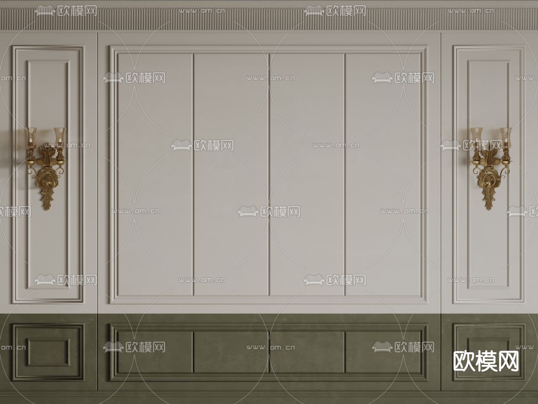 欧式背景墙 雕花线条3d模型下载