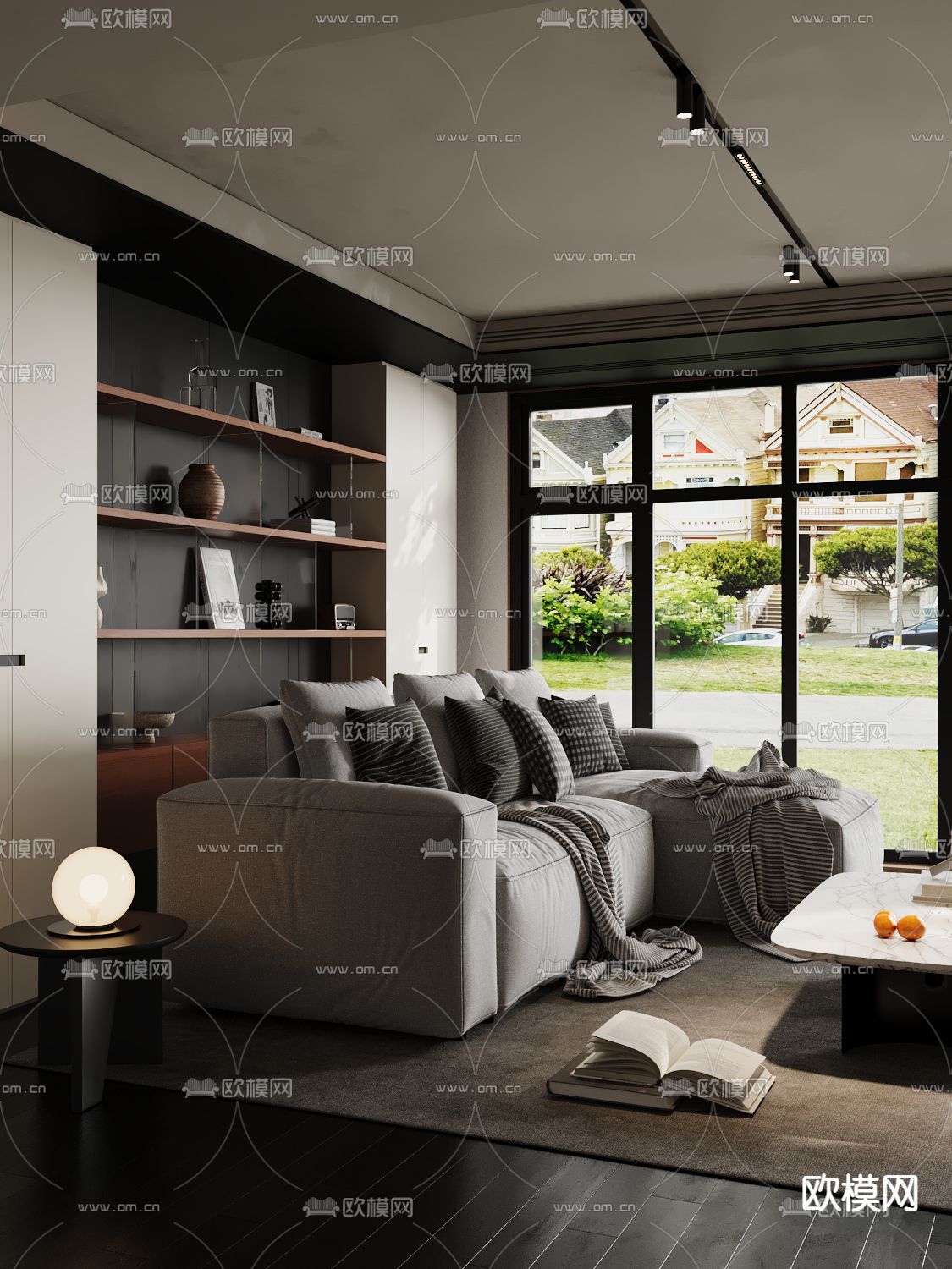 现代多人沙发su模型下载（渲染图2）