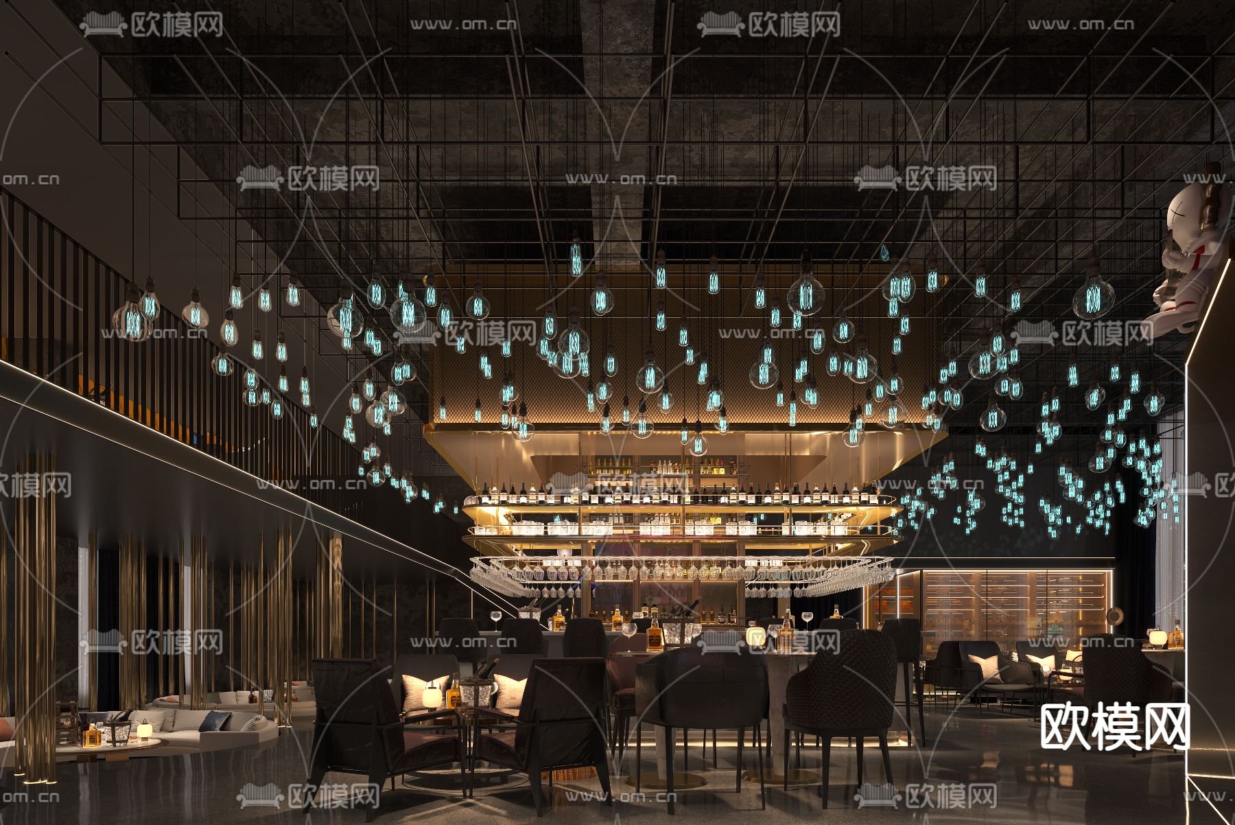 轻奢酒吧 清吧3d模型下载（渲染图2）