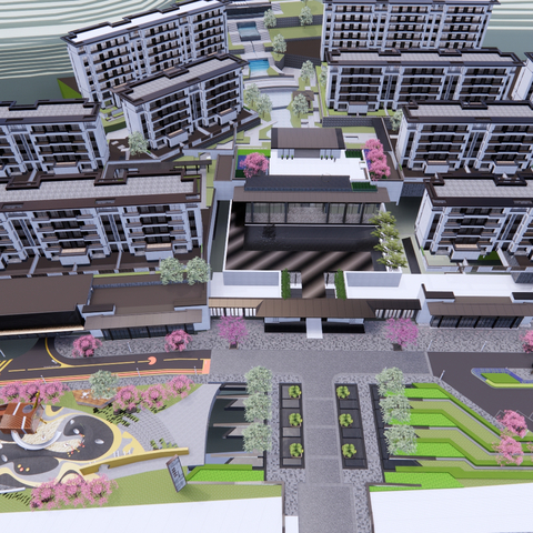  居住区 示范区 鸟瞰su模型 