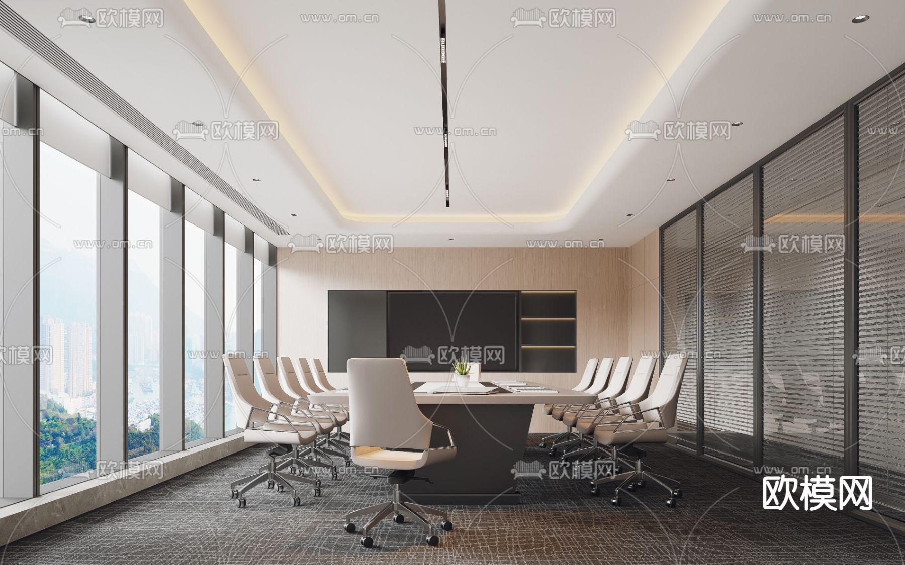 现代会议室3d模型下载