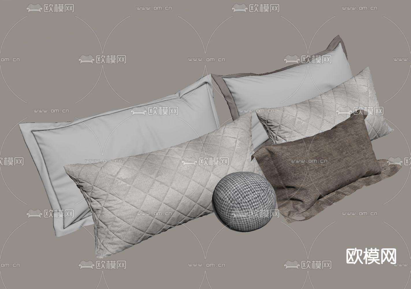 抱枕 床抱枕 靠枕su模型下载（渲染图1）