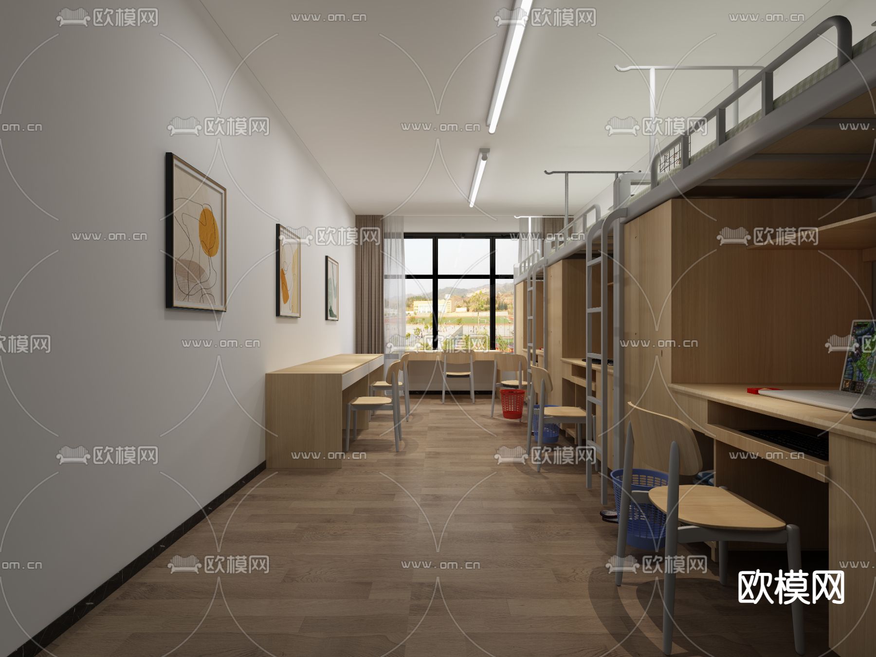 学生宿舍 住宿楼3d模型下载（渲染图1）