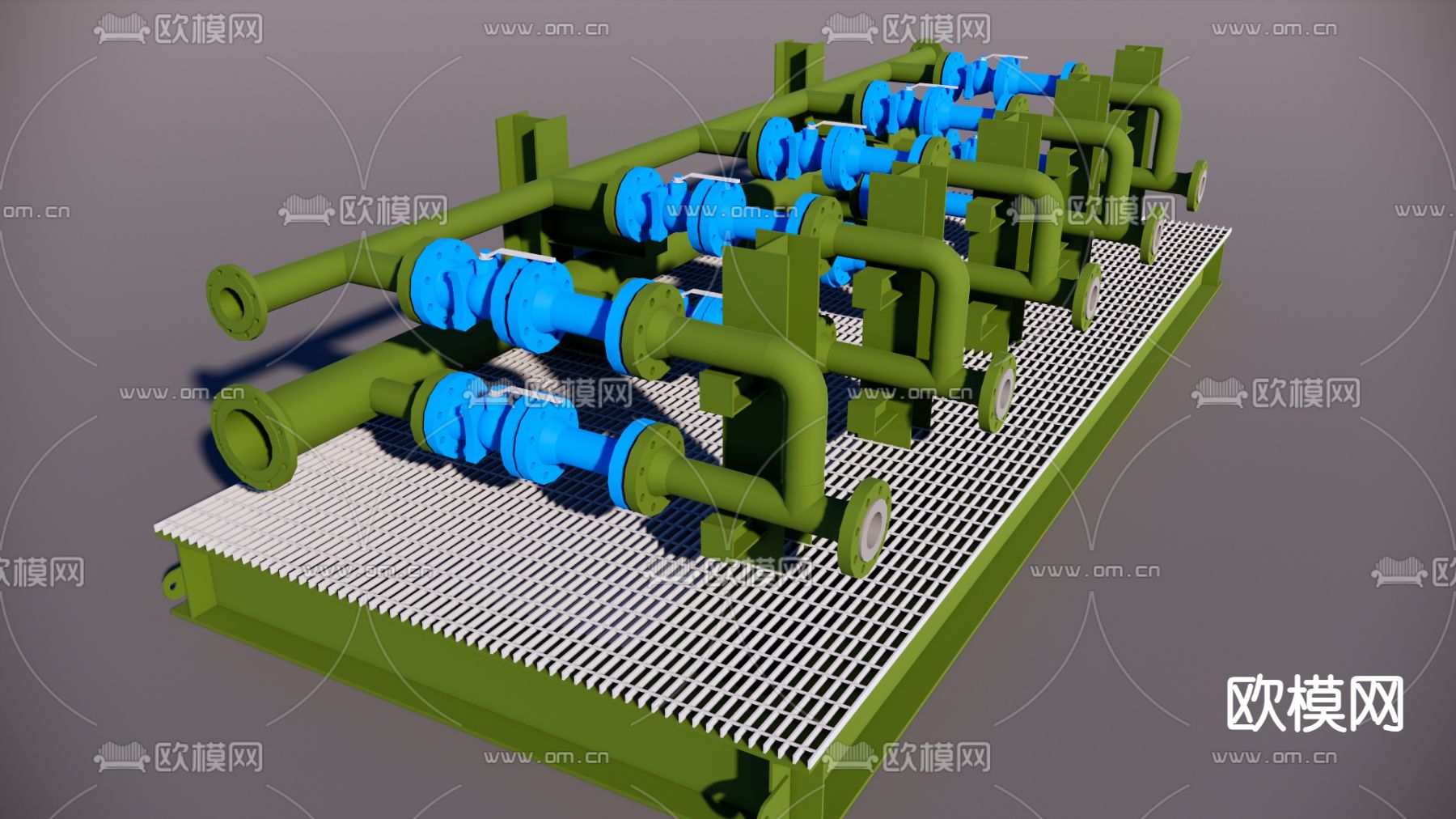 5孔管道 工业设备su模型下载（渲染图4）