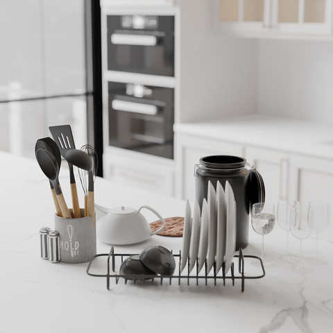  厨具盘子 架子 茶壶 酒具su模型 