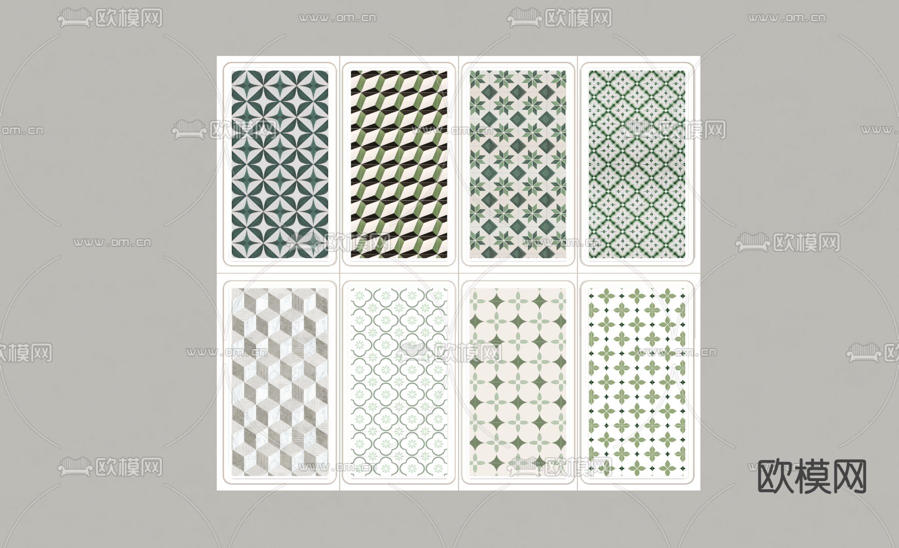 奶油风拼花瓷砖su模型下载（渲染图1）