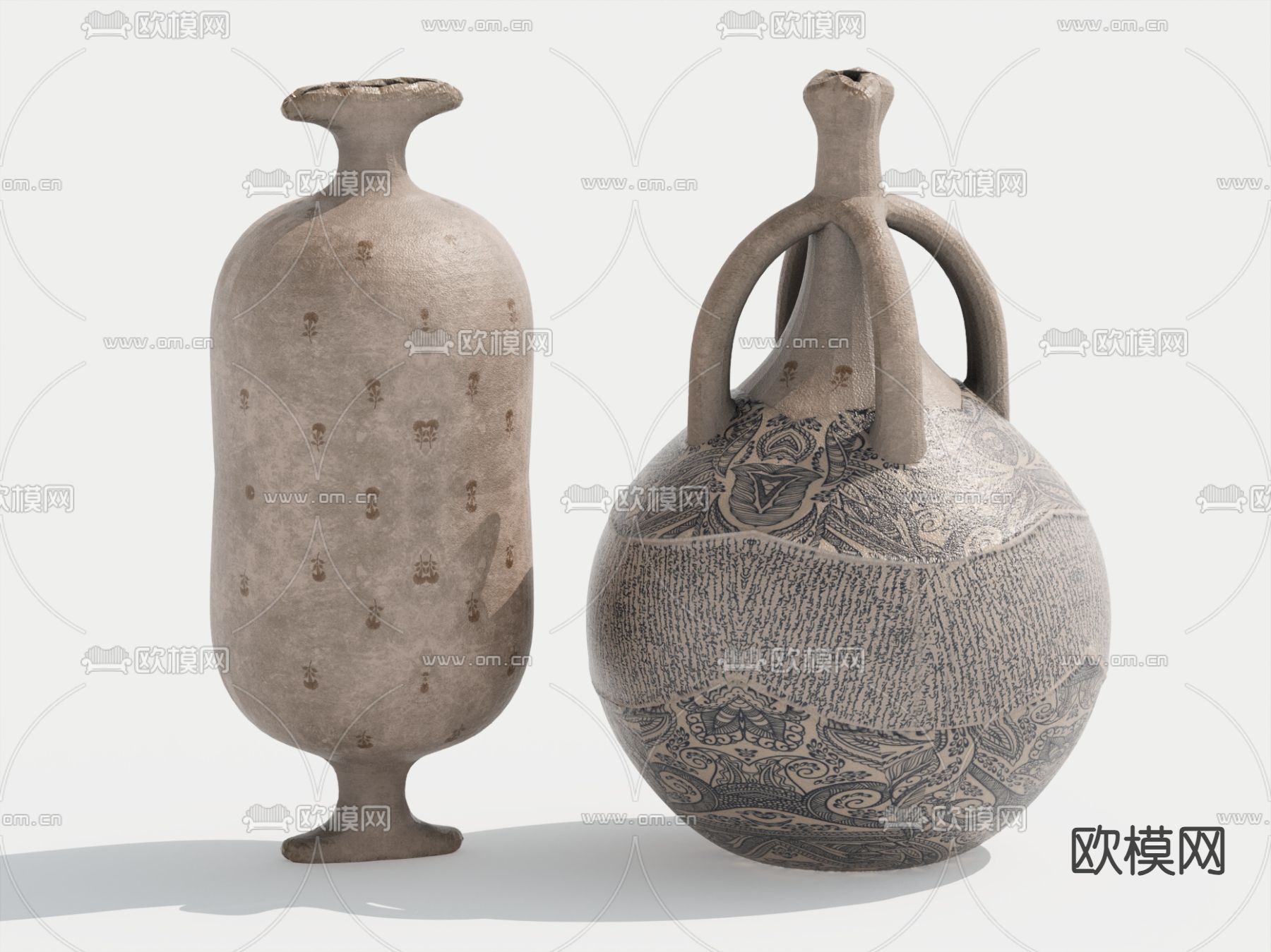 现代罐子 陶罐 茶叶罐 酒坛su模型下载（渲染图2）