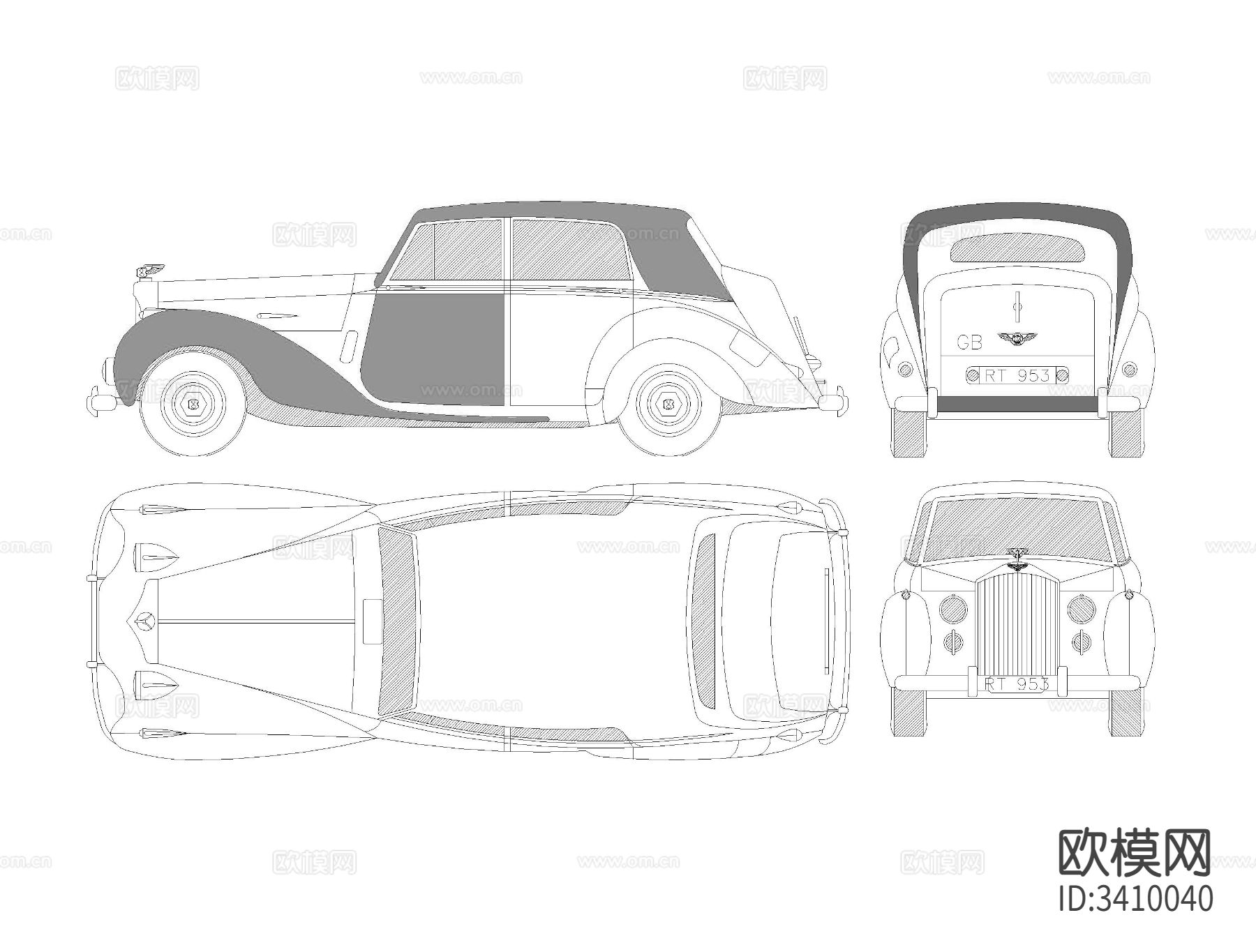 宾利汽车CAD平面图下载