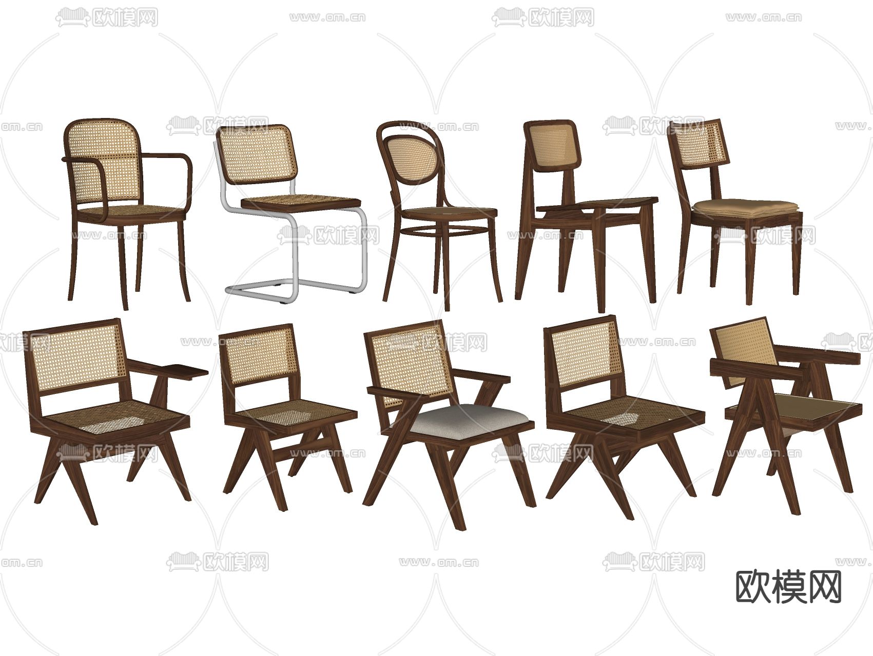 日式编织椅 休闲椅 藤椅su模型下载（渲染图1）