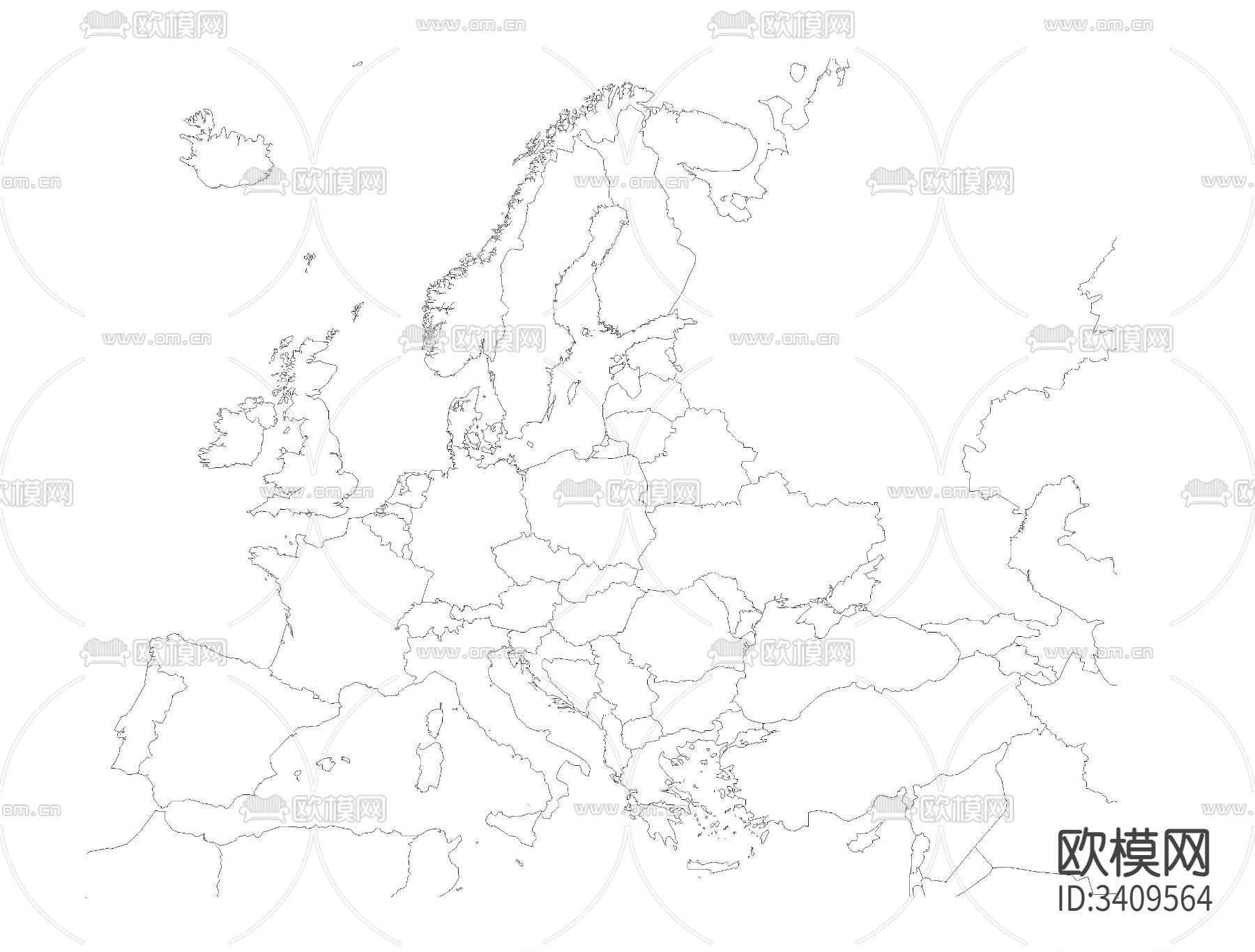欧洲地图Dwg下载cad大样图下载