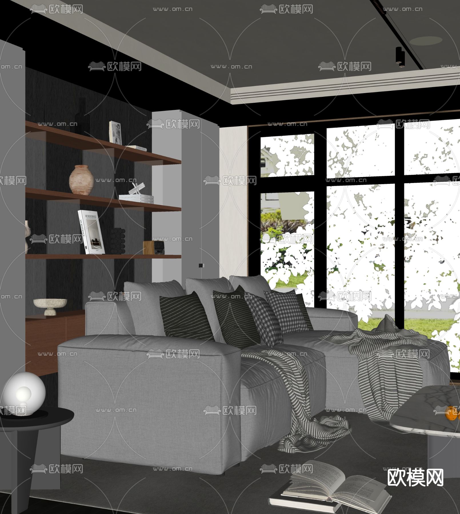 现代多人沙发su模型下载（渲染图1）