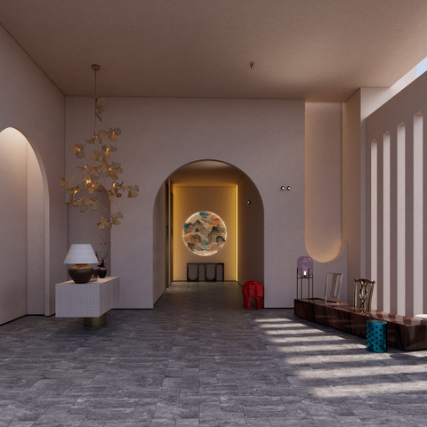  新中式酒店大堂 大厅su模型 