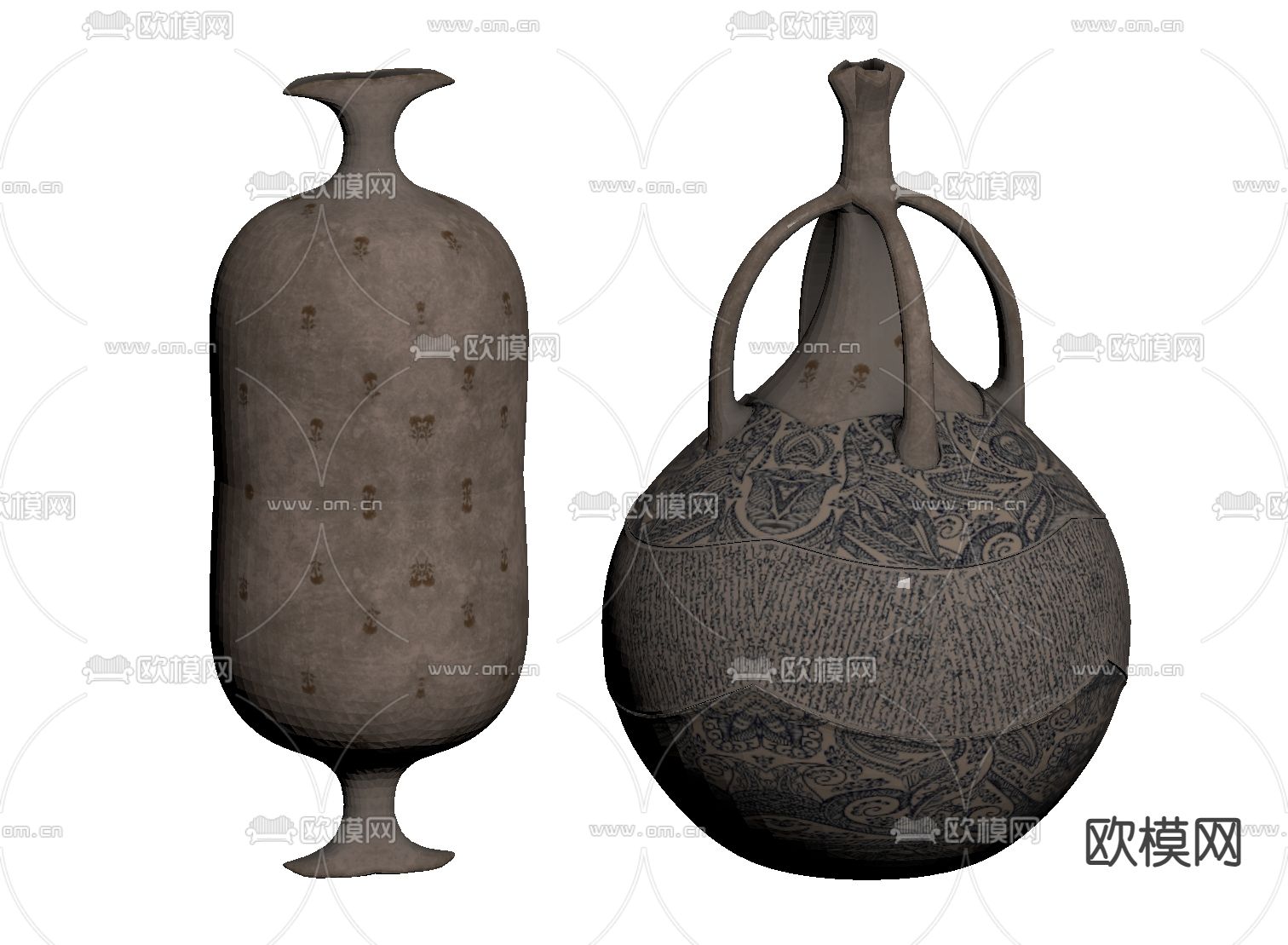 现代罐子 陶罐 茶叶罐 酒坛su模型下载（渲染图1）