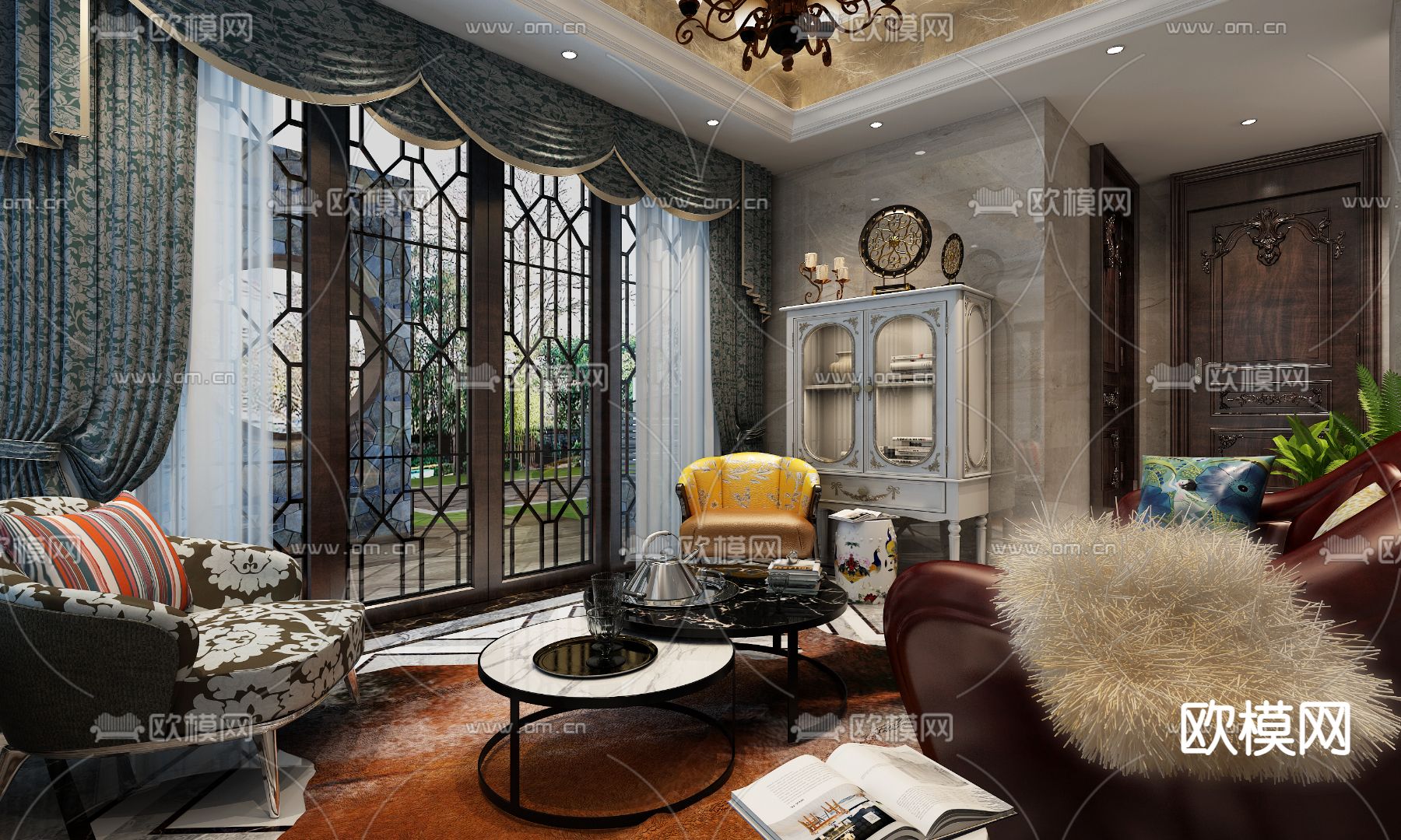 欧式客厅3d模型下载