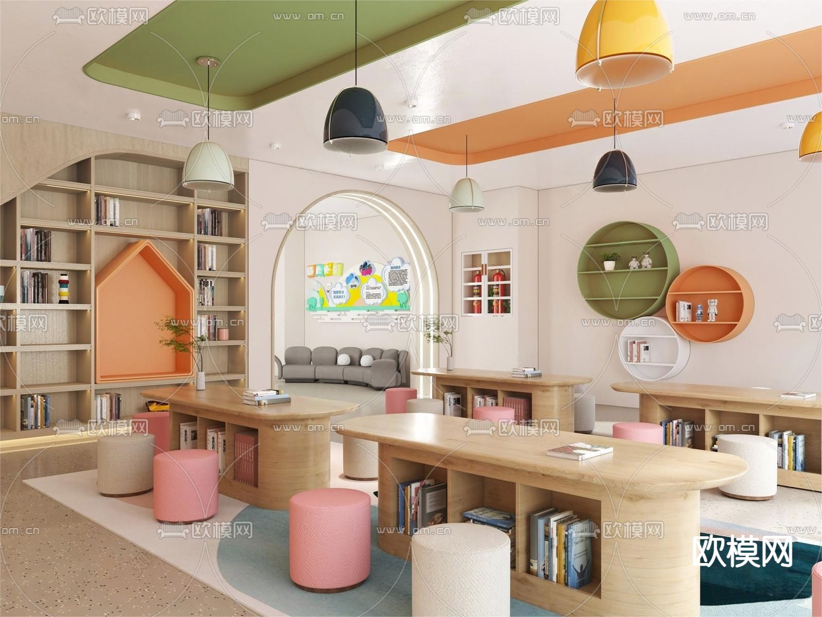 现代幼儿园 托儿所3d模型下载（渲染图2）