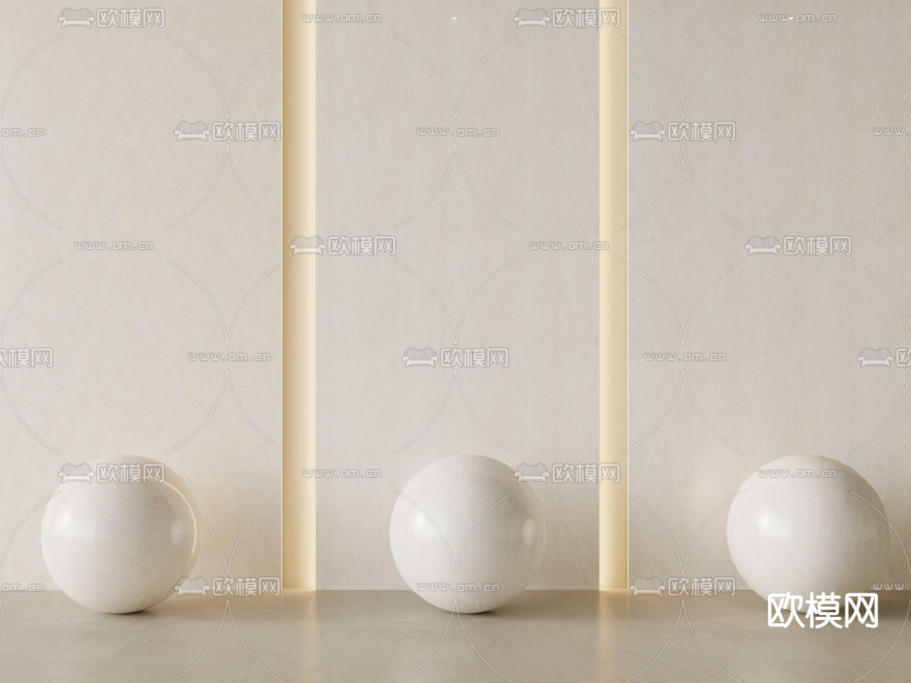 石材护墙板su模型下载（渲染图2）