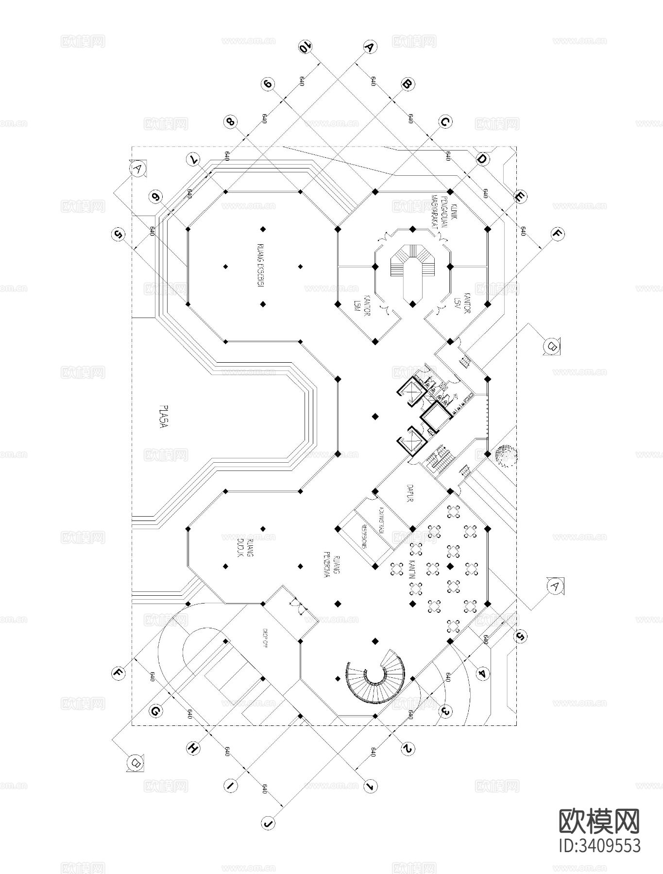 环境研究中心CAD施工图下载（渲染图2）