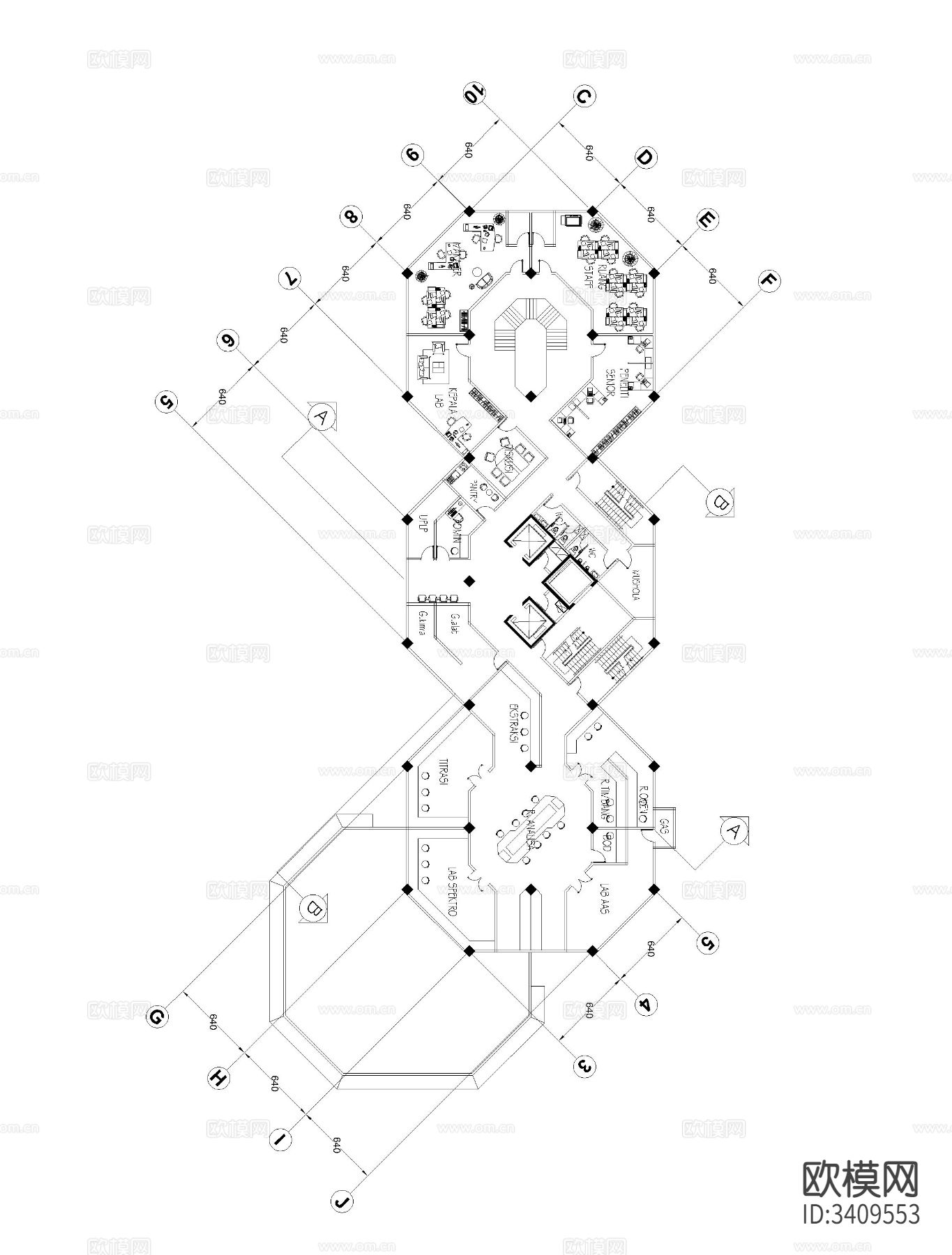 环境研究中心CAD施工图下载（渲染图4）
