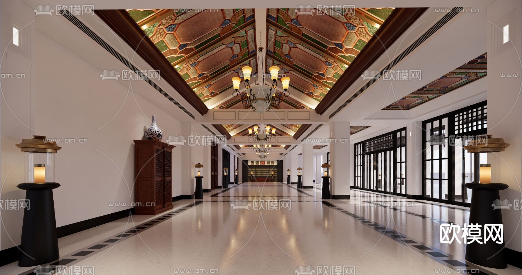 现代酒店大堂 大厅su模型下载（渲染图2）