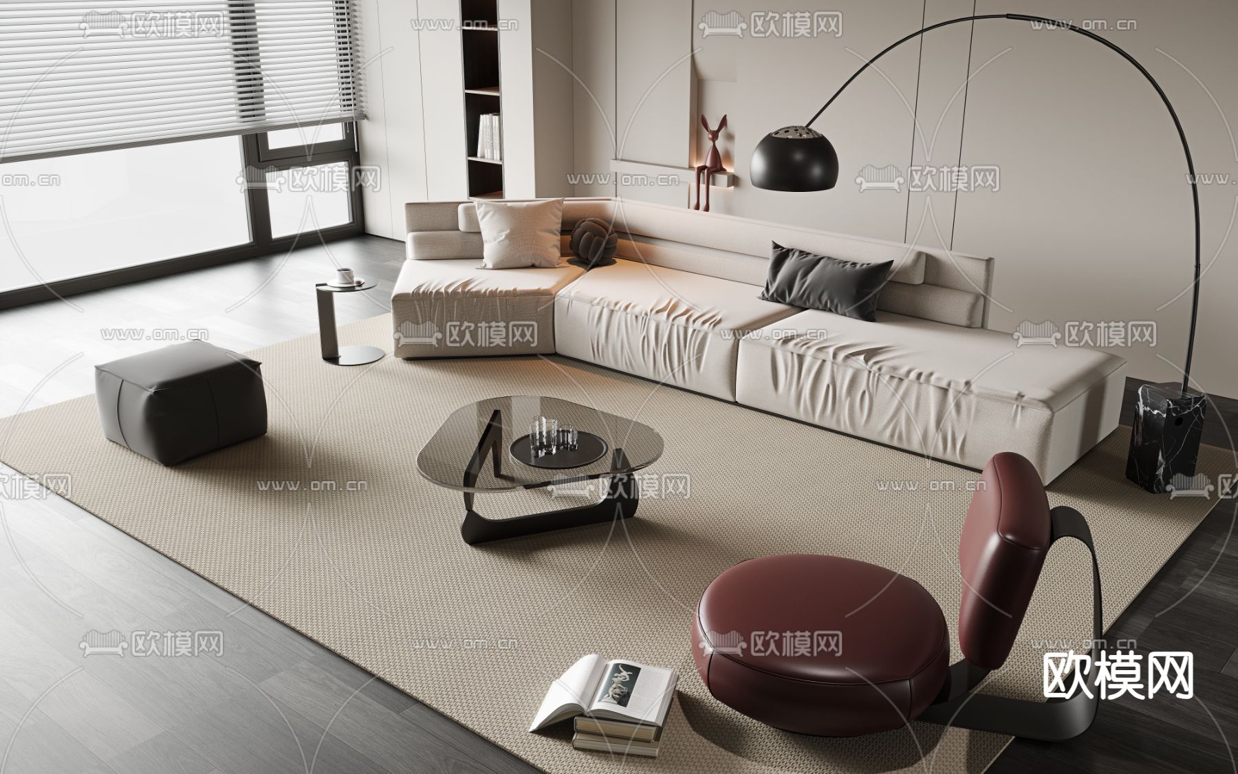 新中式组合沙发3d模型下载