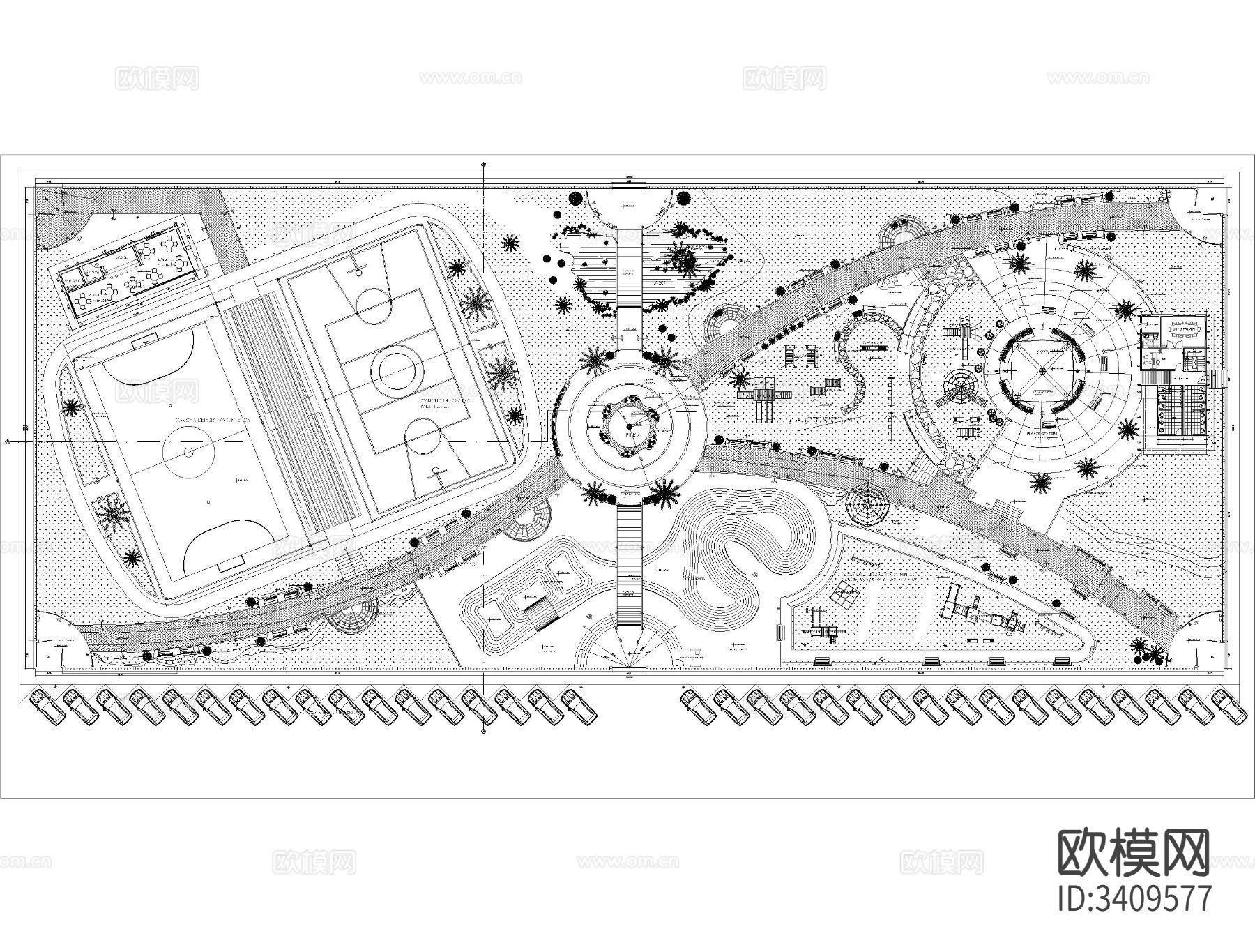休闲公园CAD平面图下载