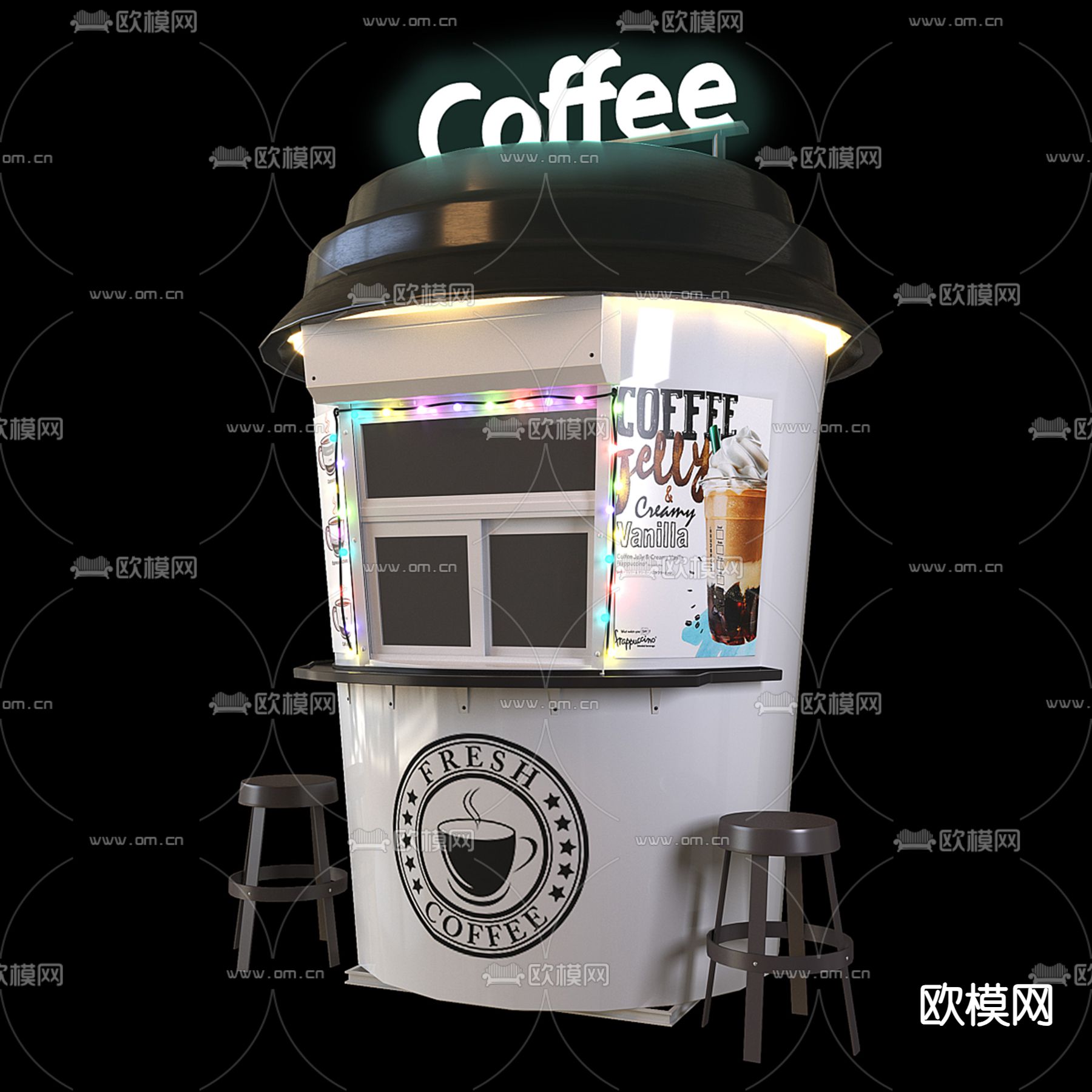 现代咖啡馆3d模型下载