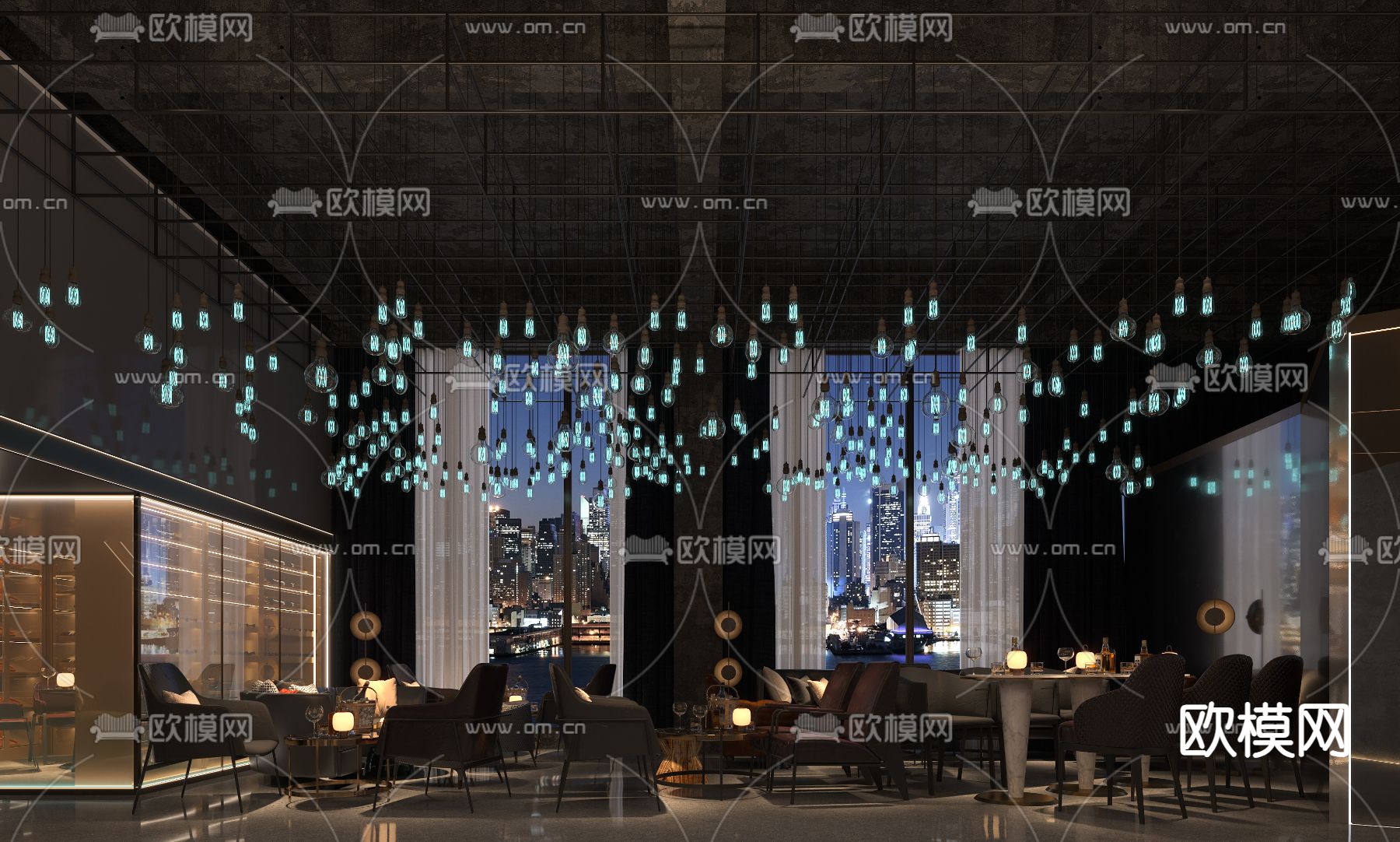 轻奢酒吧 清吧3d模型下载（渲染图3）