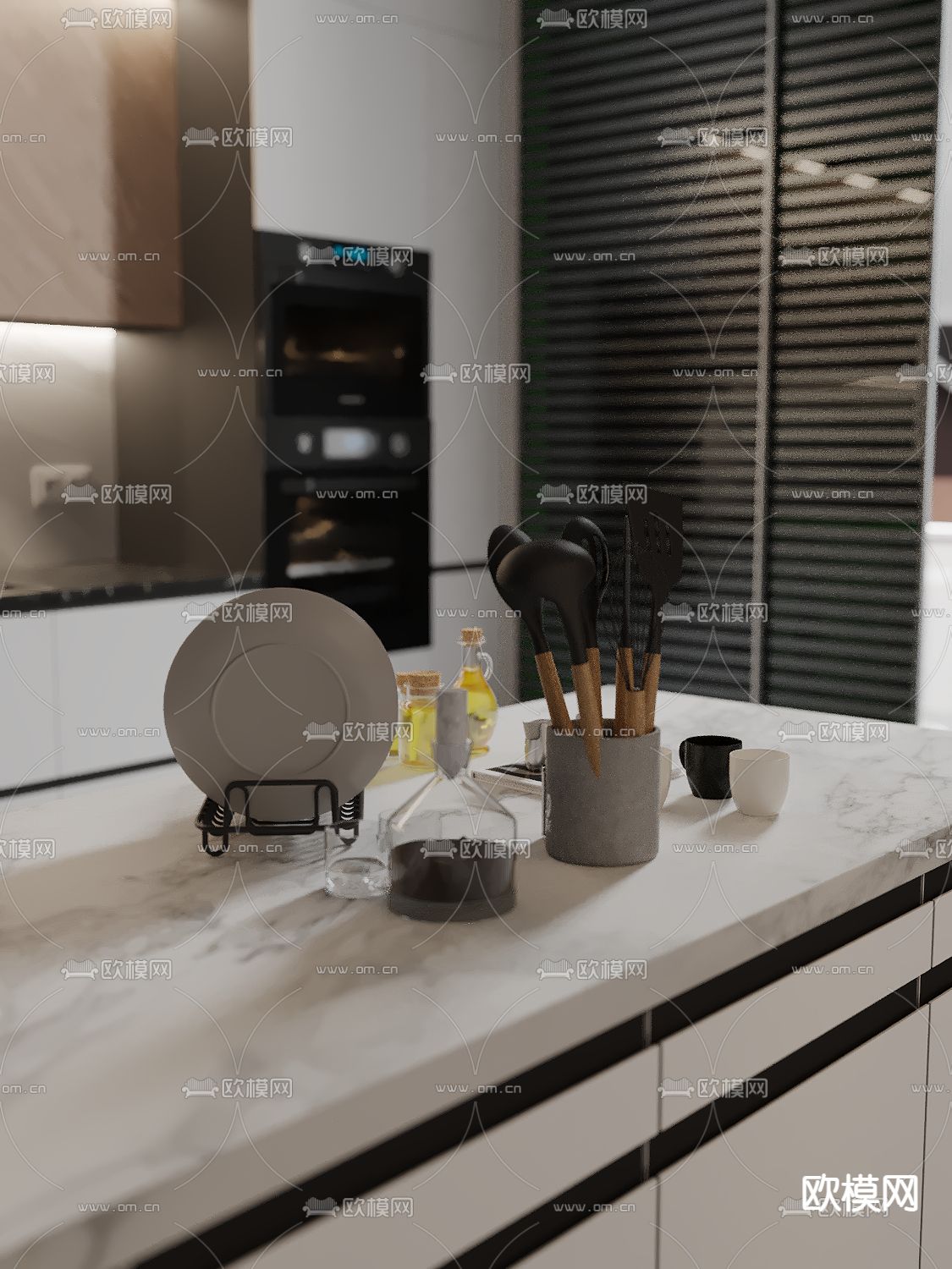 厨房摆件 盘子 调料 厨具su模型下载（渲染图2）
