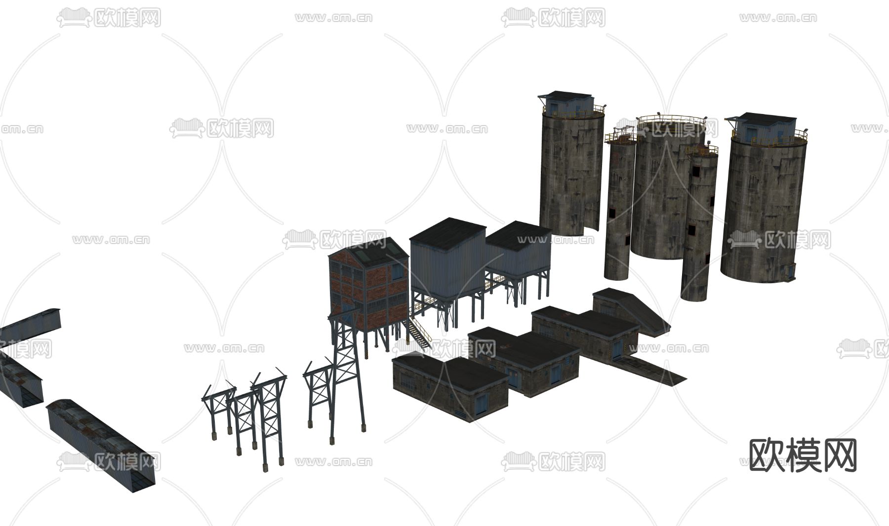 工业厂房 工业水塔su模型下载（渲染图1）