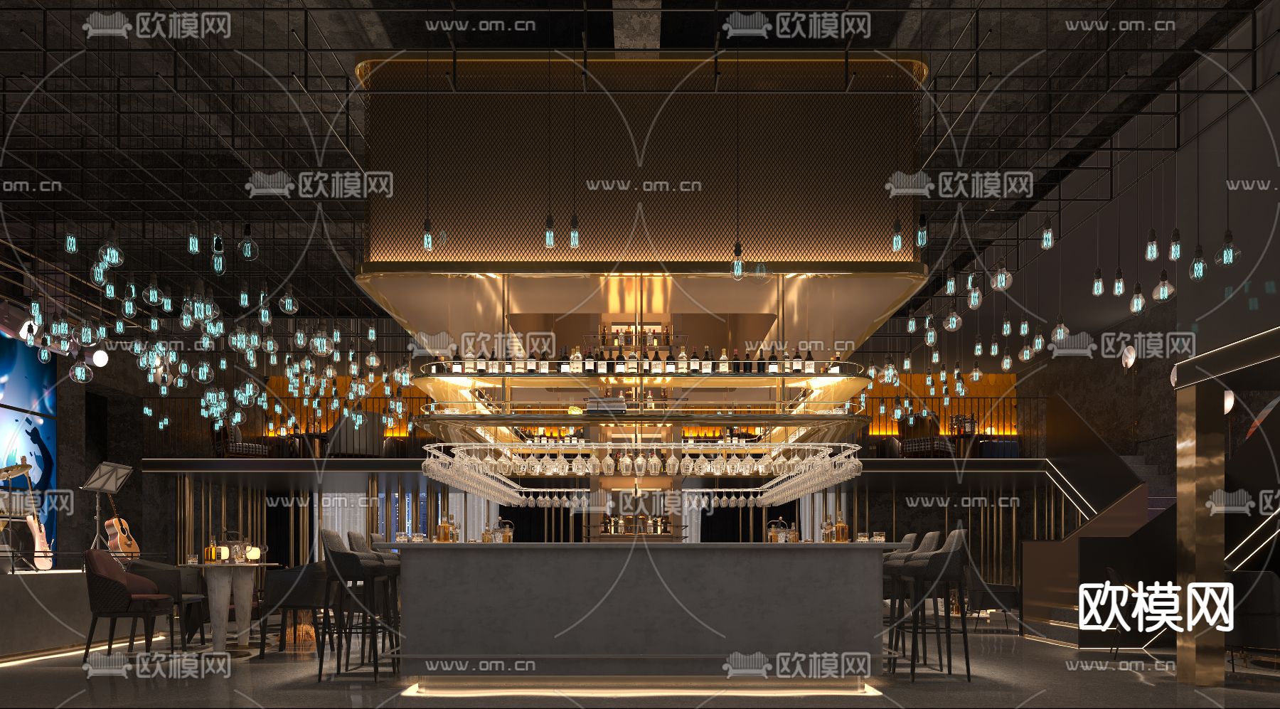 轻奢酒吧 清吧3d模型下载（渲染图4）