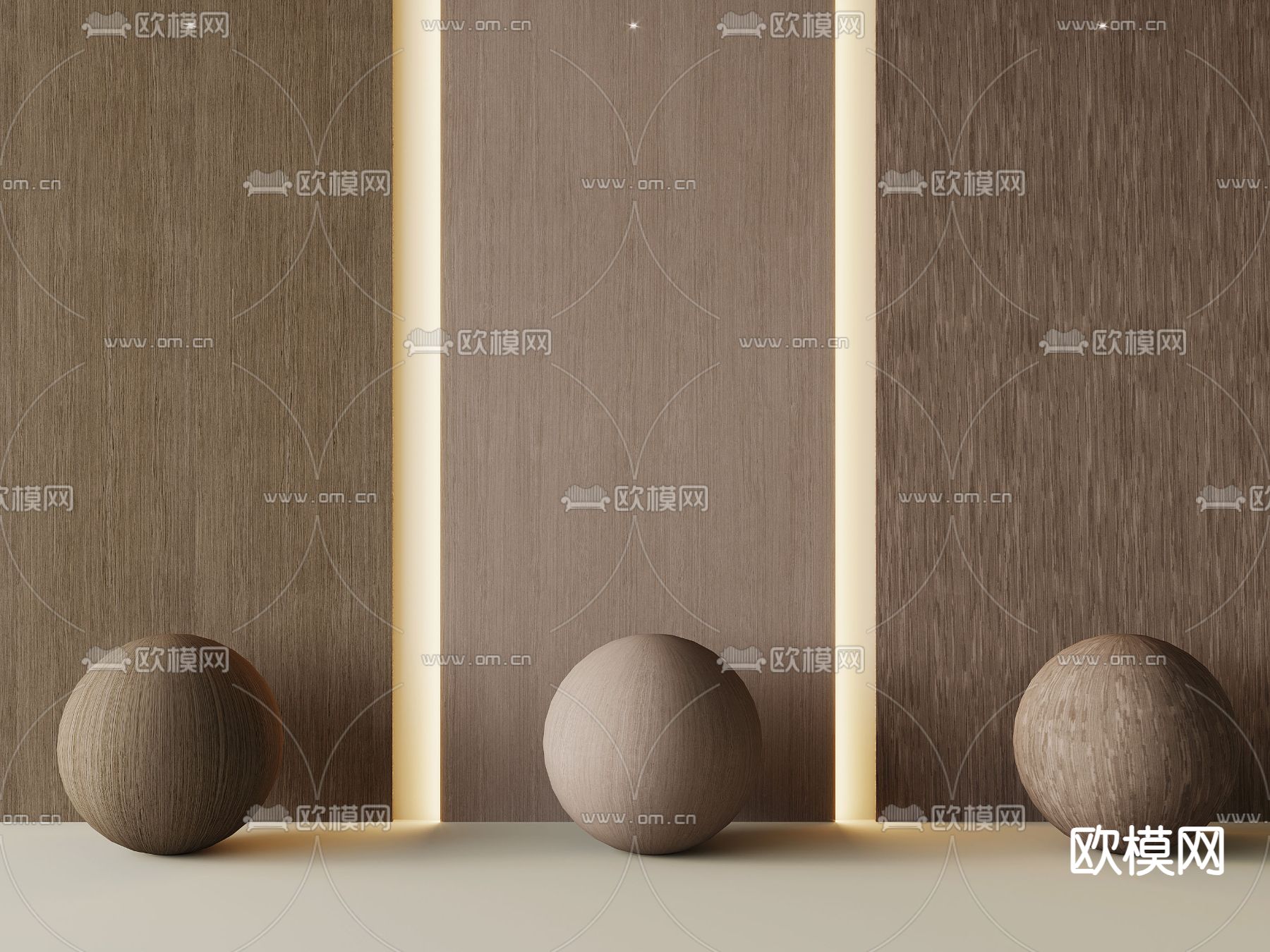 木饰面 护墙板 墙饰板 木饰面su模型下载（渲染图2）