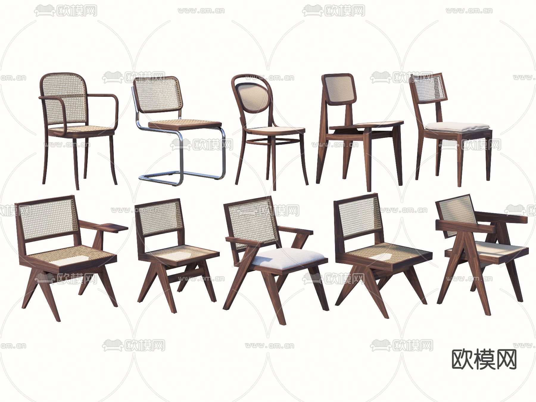 日式编织椅 休闲椅 藤椅su模型下载（渲染图2）