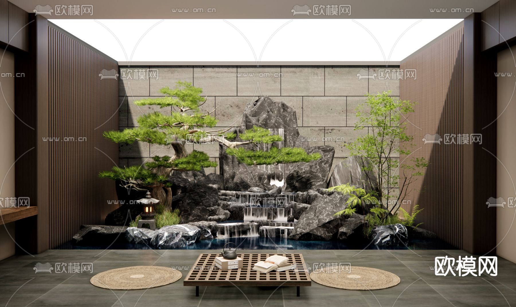 新中式假山水景3d模型下载