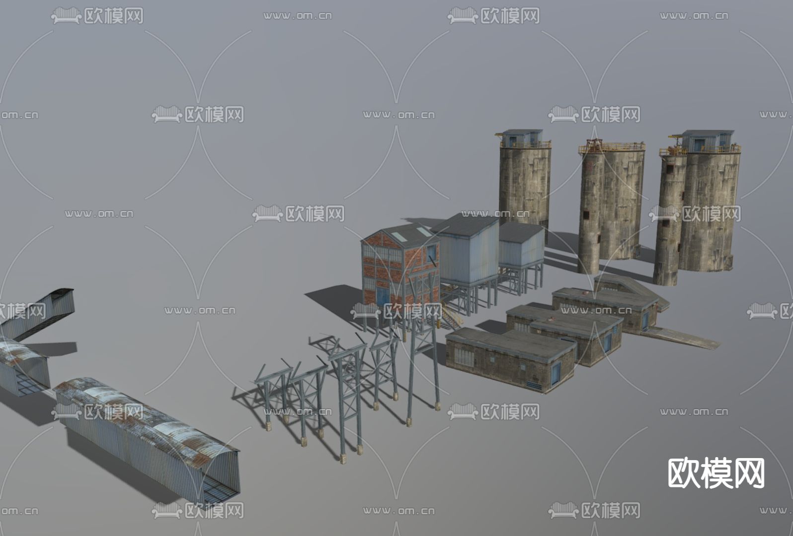工业厂房 工业水塔su模型下载（渲染图2）