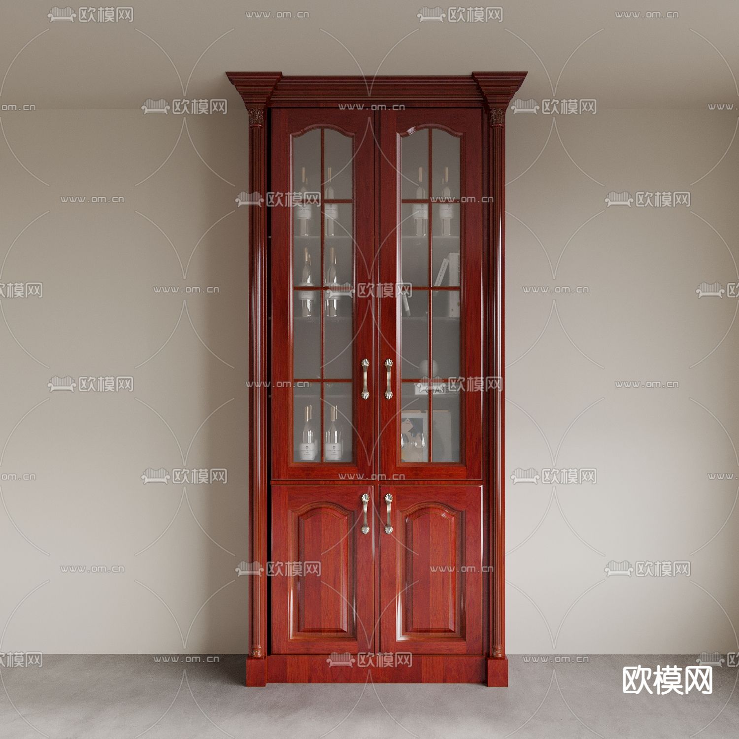 美式酒柜3d模型下载