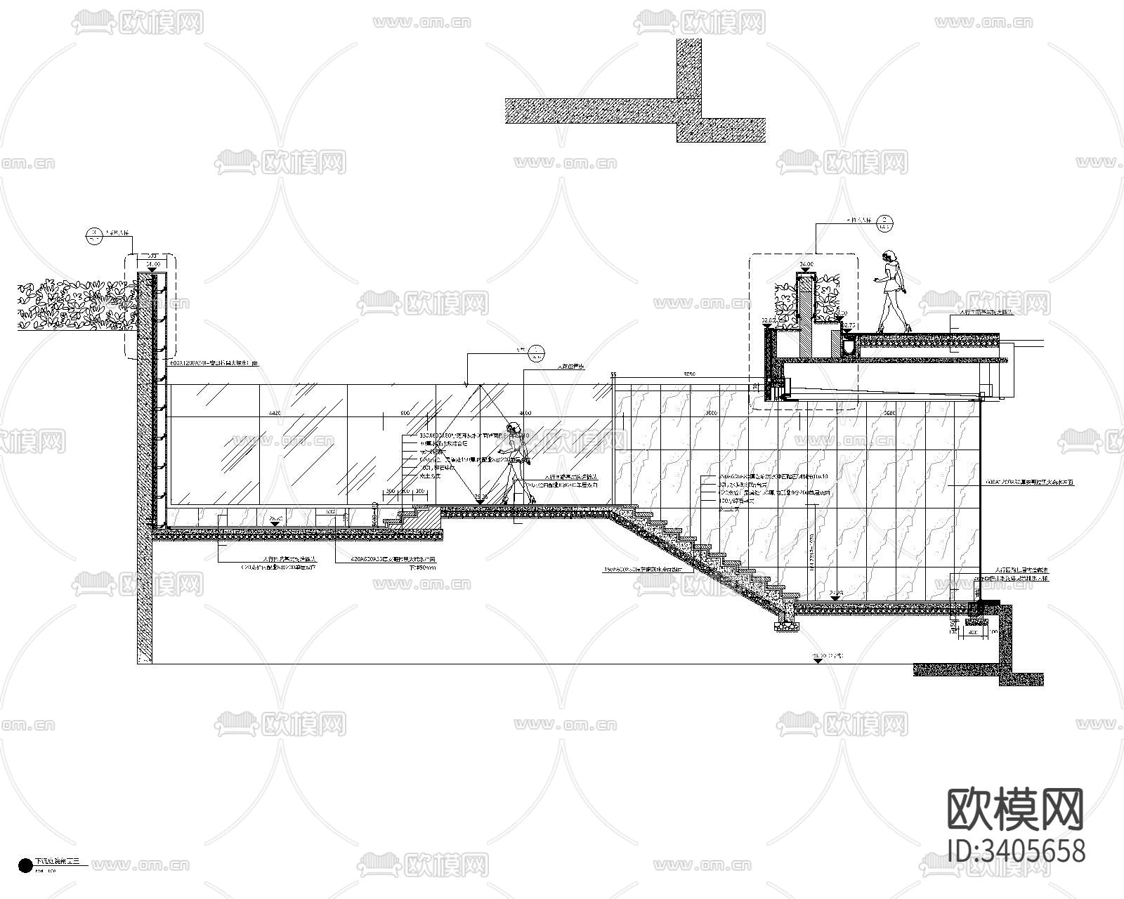 下沉庭院CAD节点大样图下载（渲染图4）