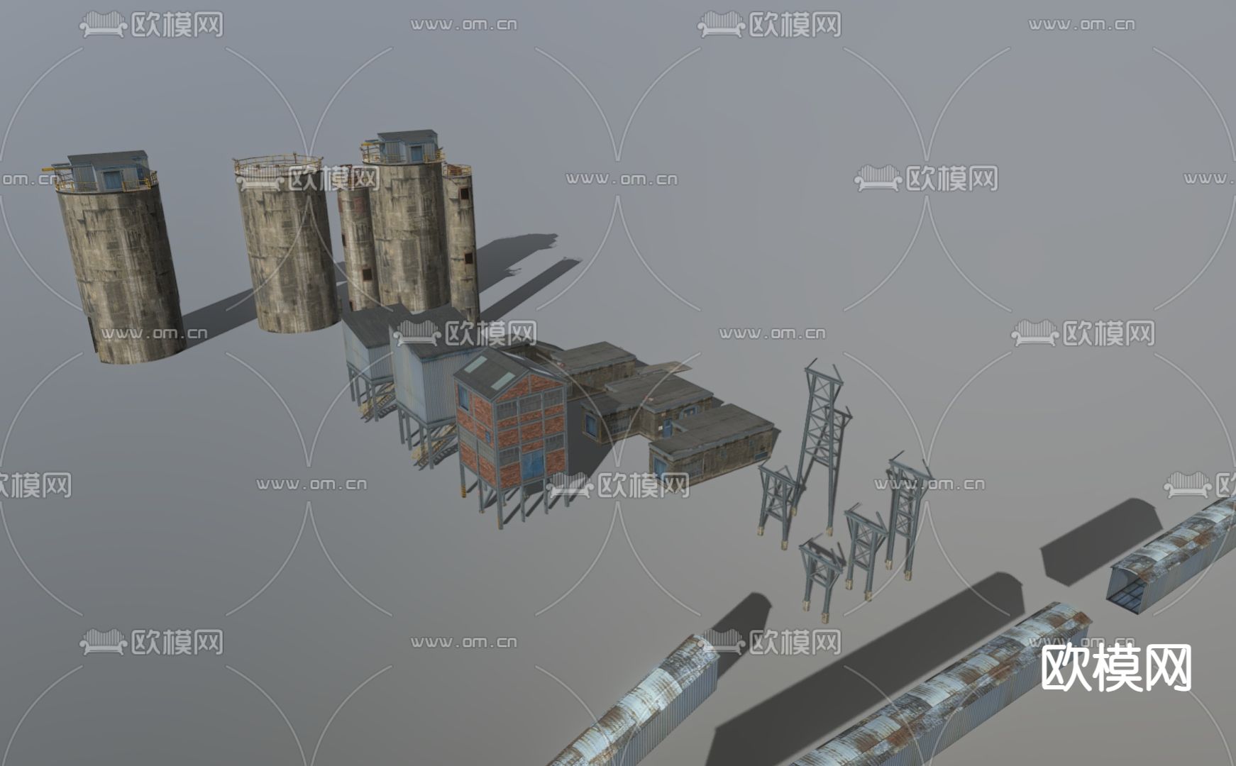 工业厂房 工业水塔su模型下载（渲染图3）