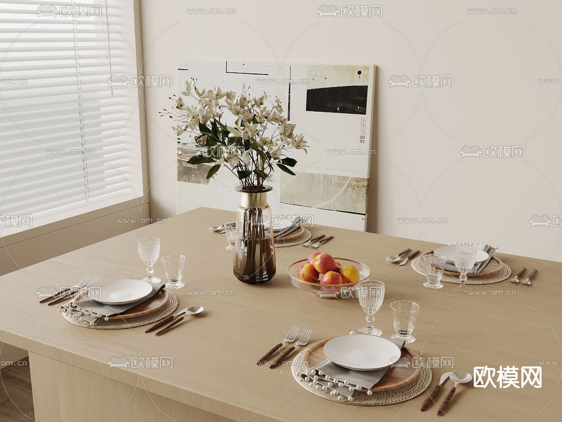 西餐 餐具 刀叉盘子su模型下载（渲染图2）