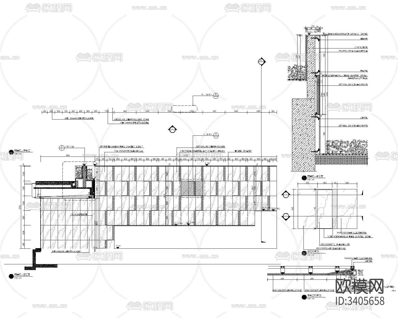 下沉庭院CAD节点大样图下载（渲染图5）