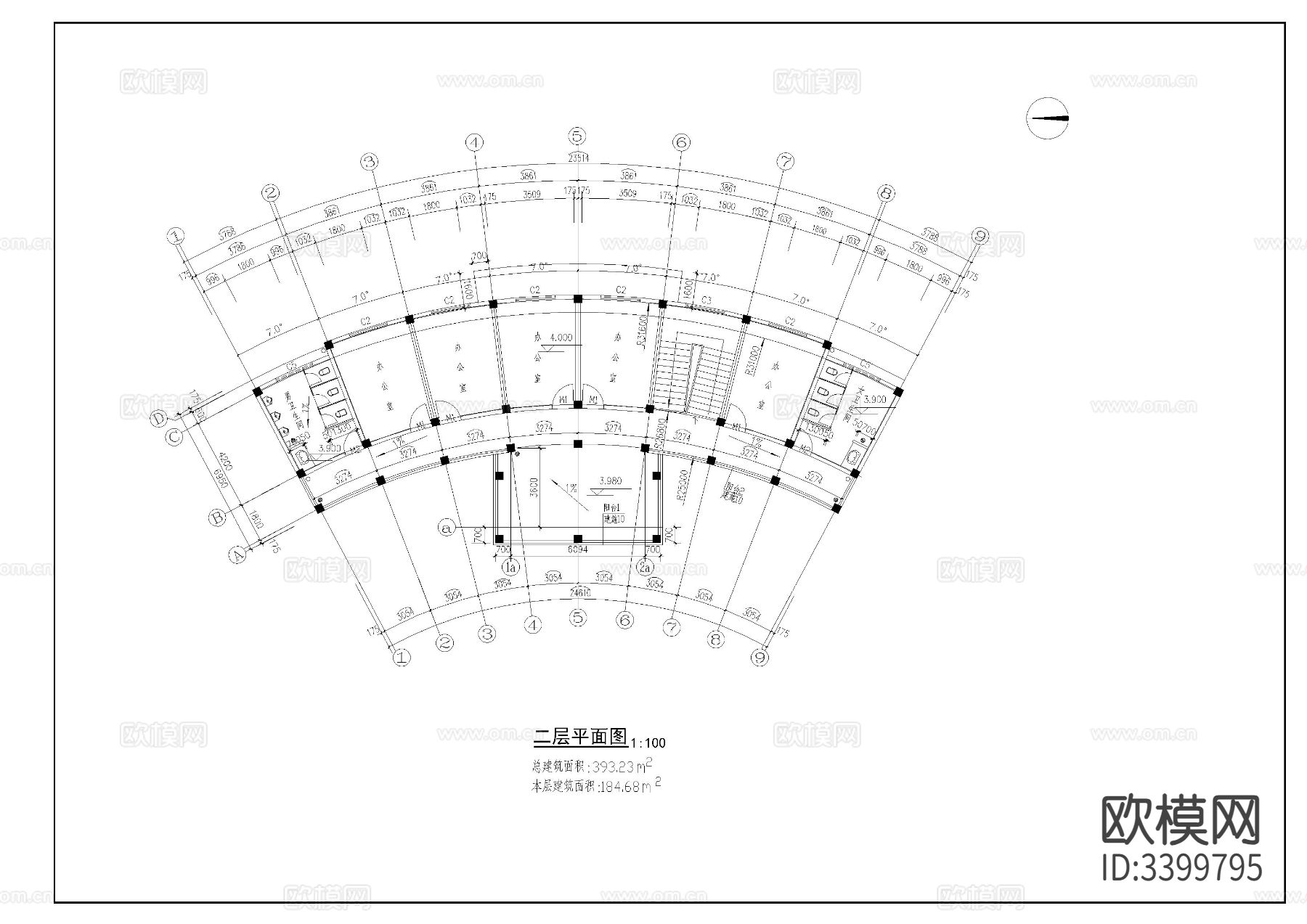 景区管理房CAD施工图下载（渲染图2）