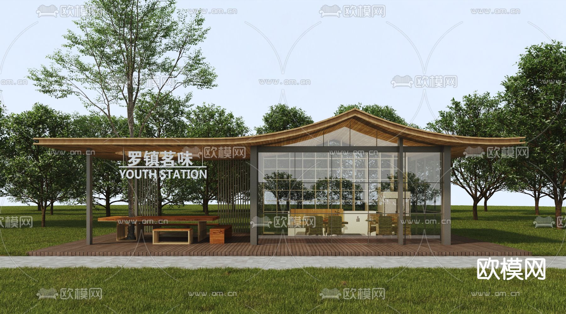 现代驿站奶茶店3d模型下载