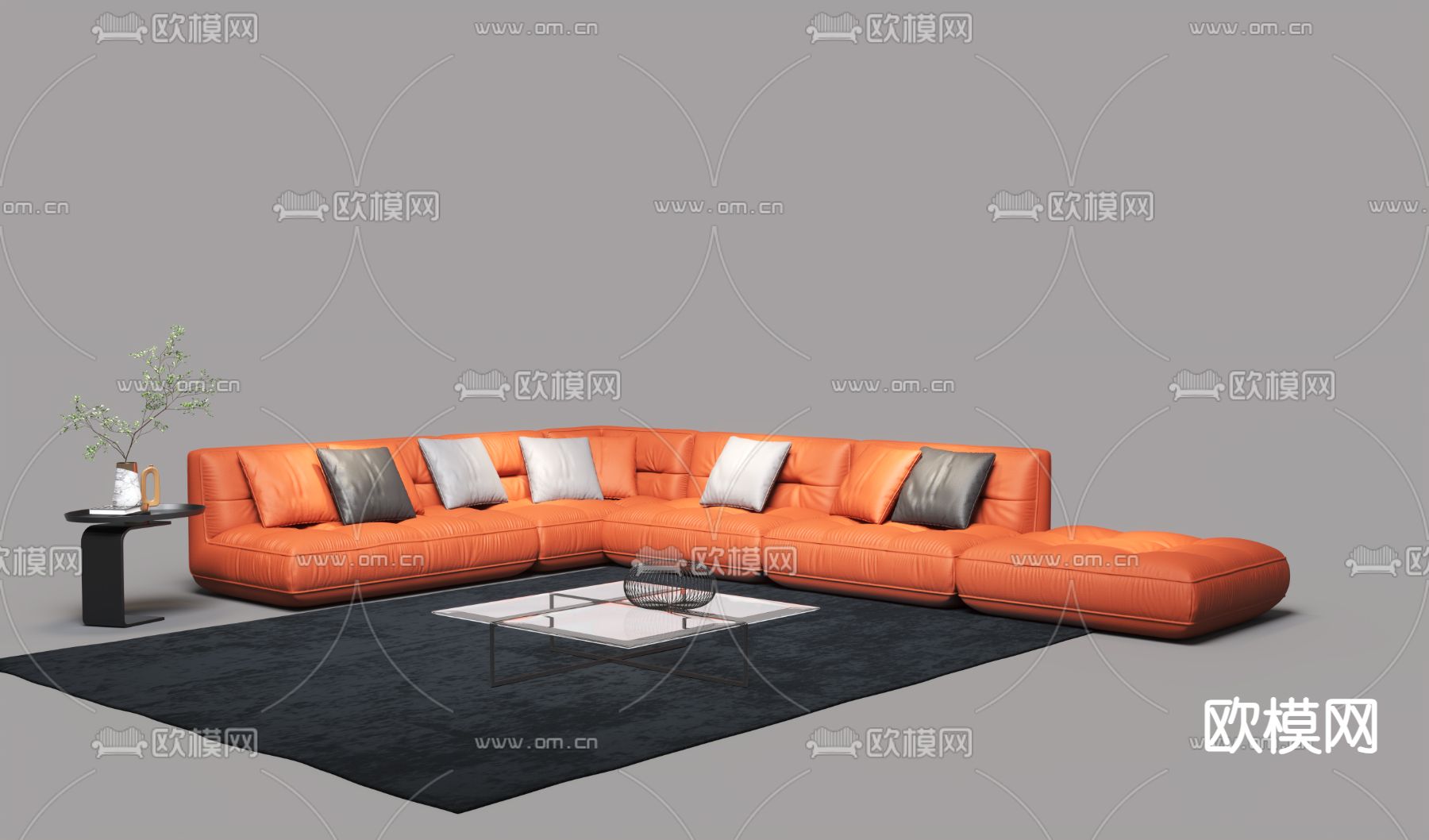 多人沙发 皮革沙发3d模型下载