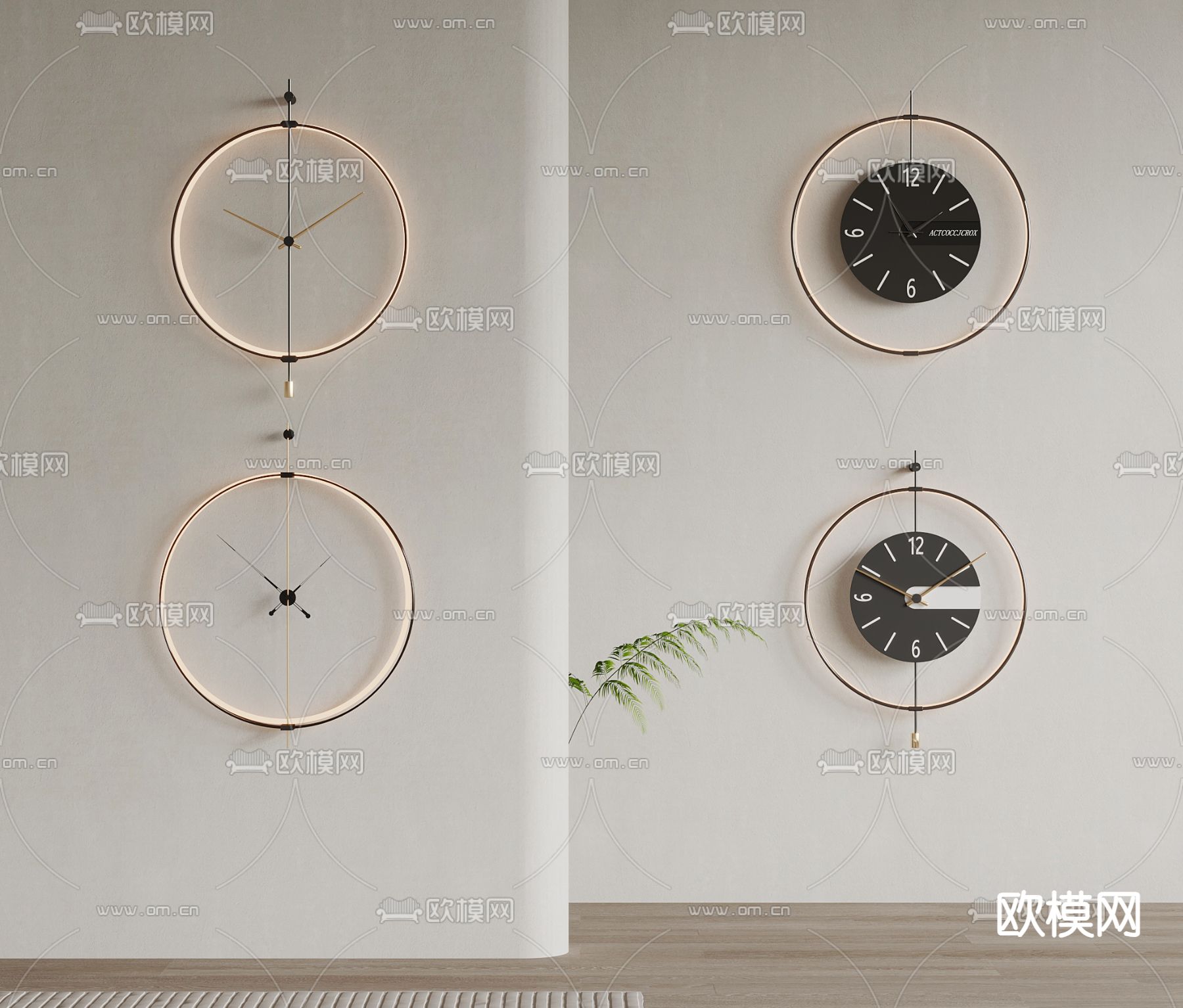 现代钟表 挂表su模型下载（渲染图2）