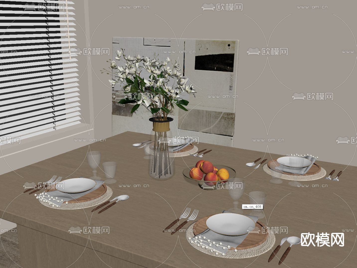 西餐 餐具 刀叉盘子su模型下载（渲染图1）