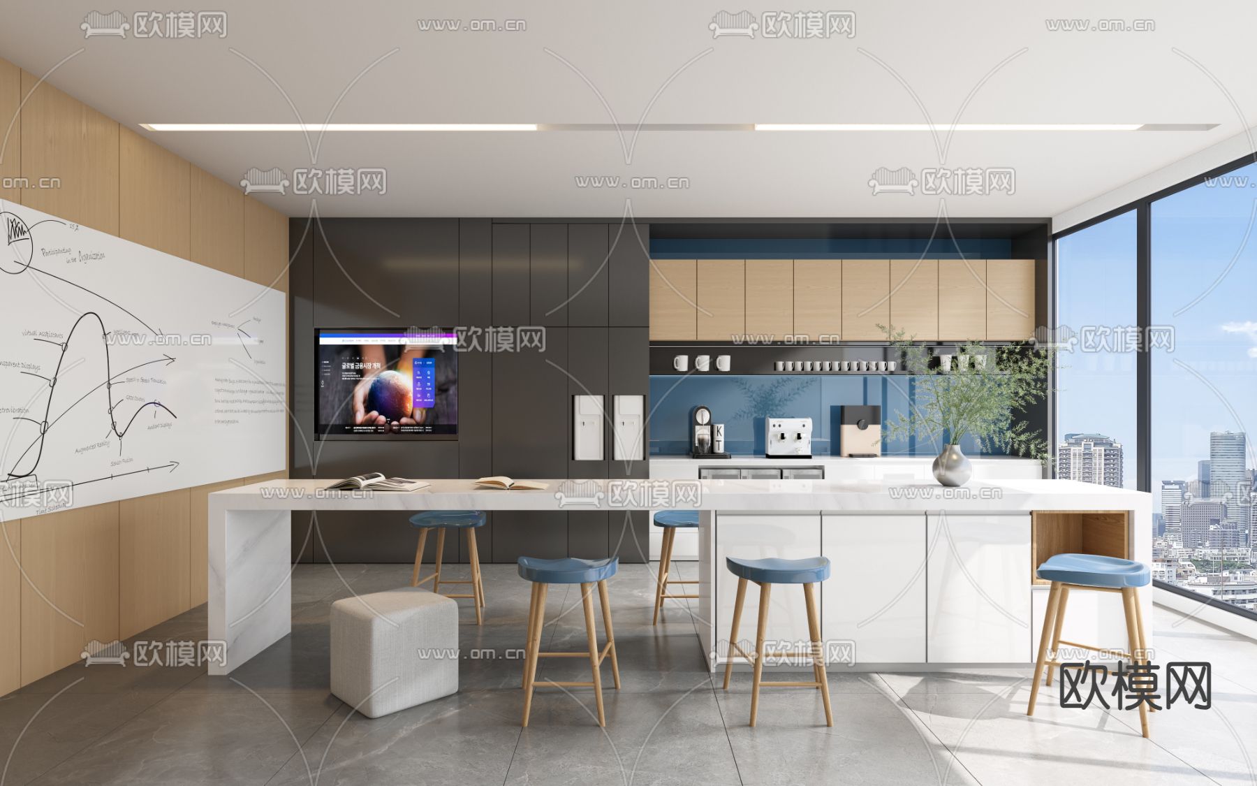 现代休闲区 茶水间3d模型下载