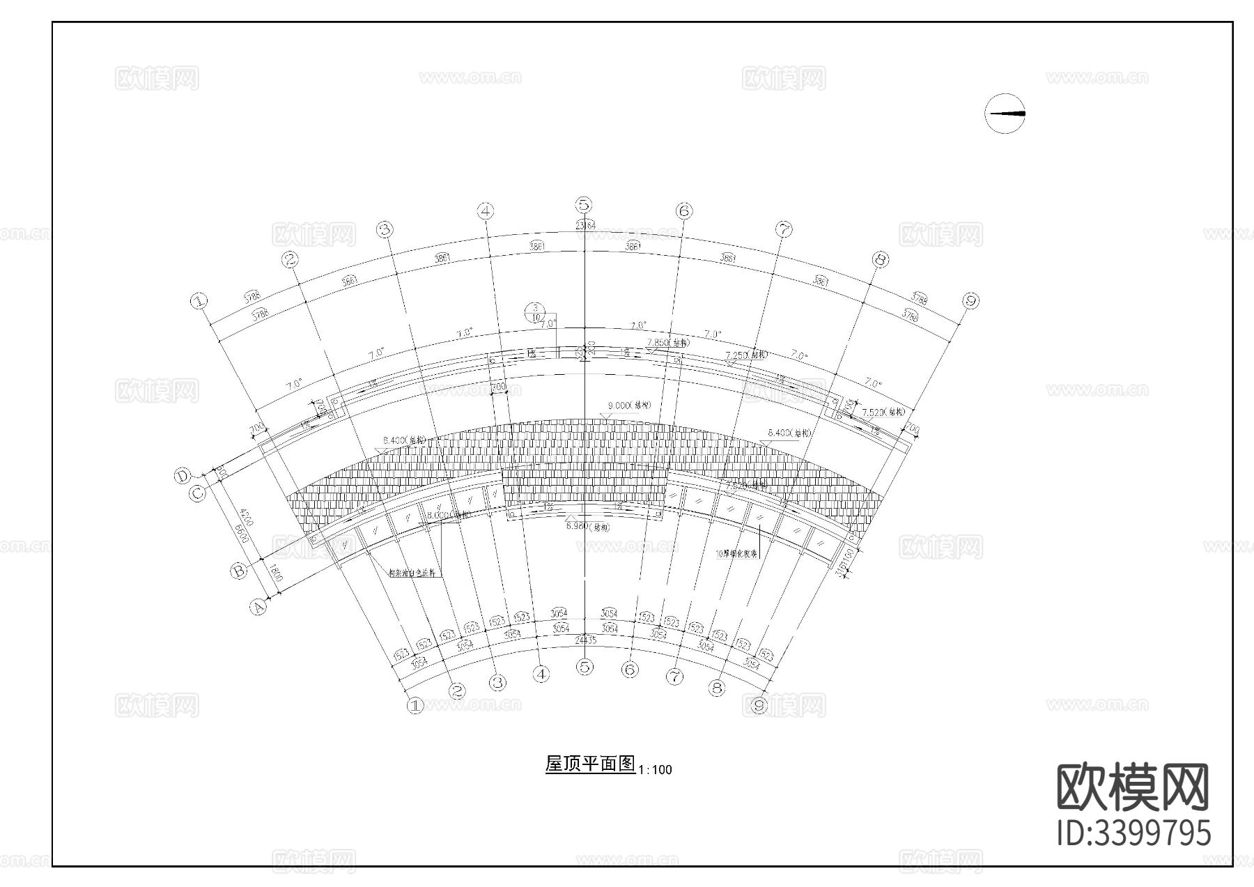 景区管理房CAD施工图下载（渲染图3）